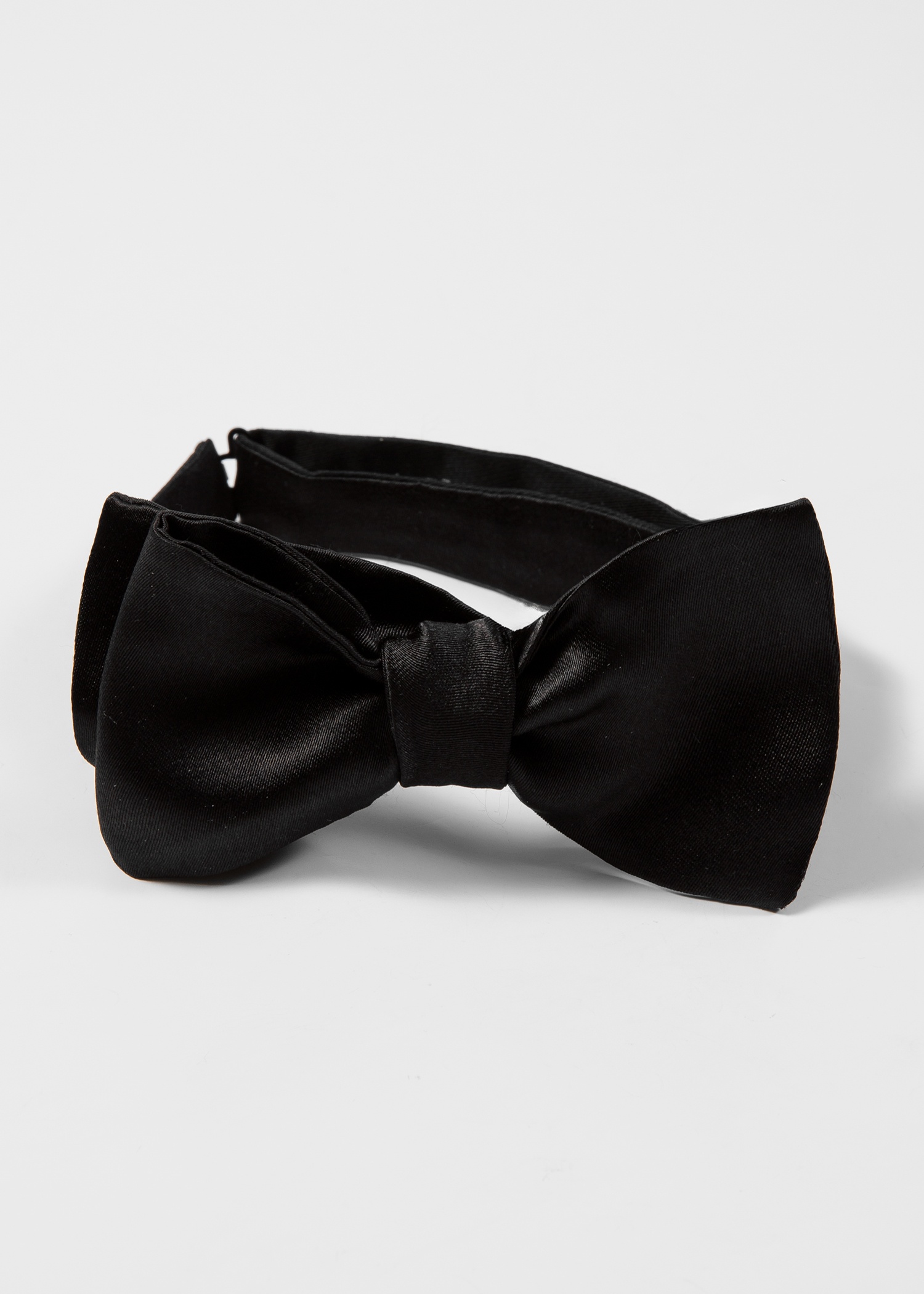 Black Silk Satin Self-Tie Bow Tie - 3