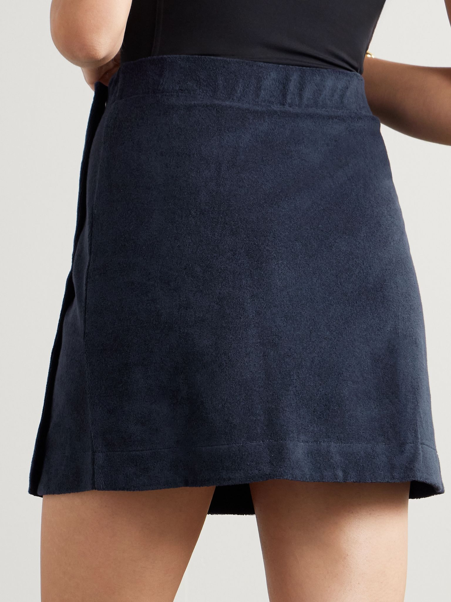 Spa cotton-terry mini wrap skirt Navy - 3