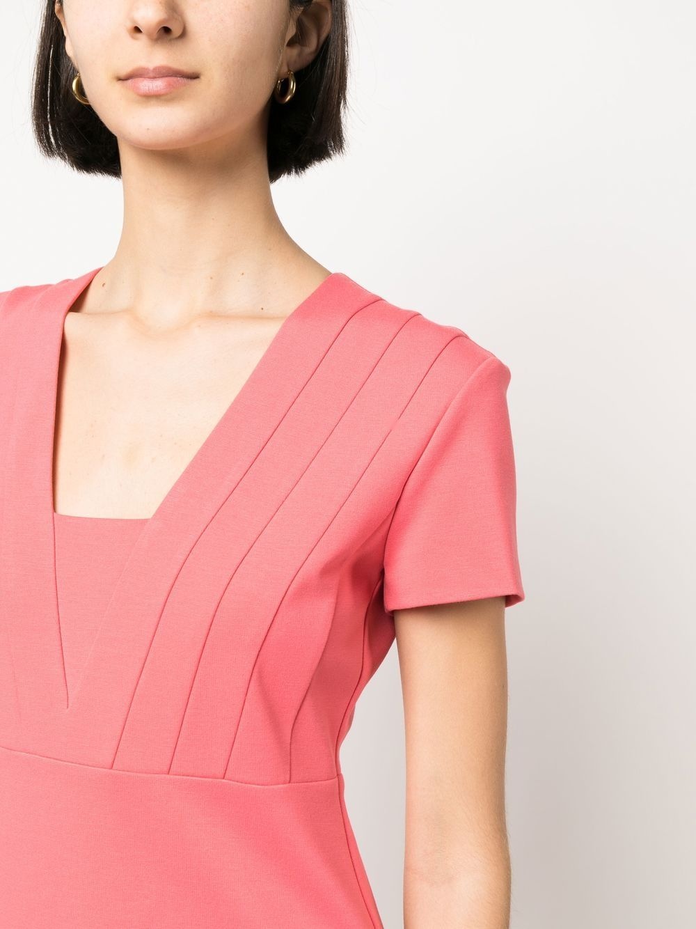 square neck salmon short dress - 5