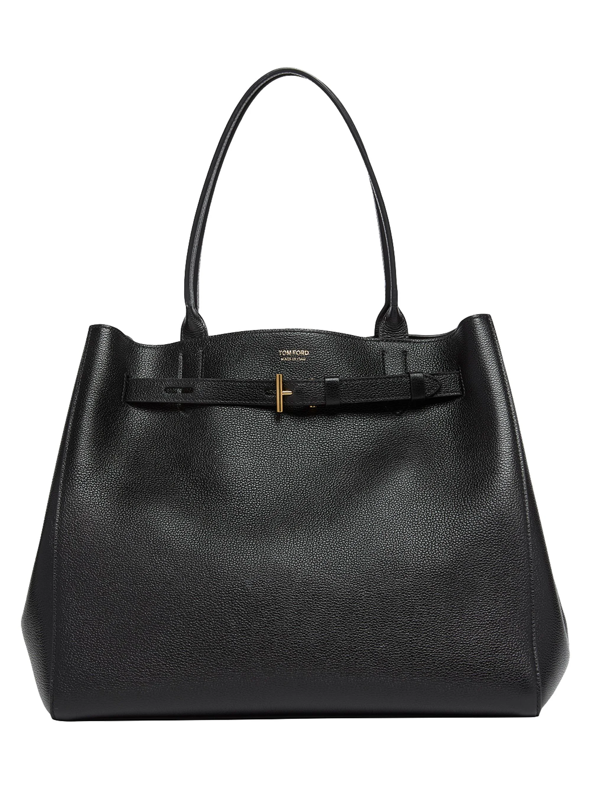 Women's Audrey Large Leather Tote Bag - Black - 1