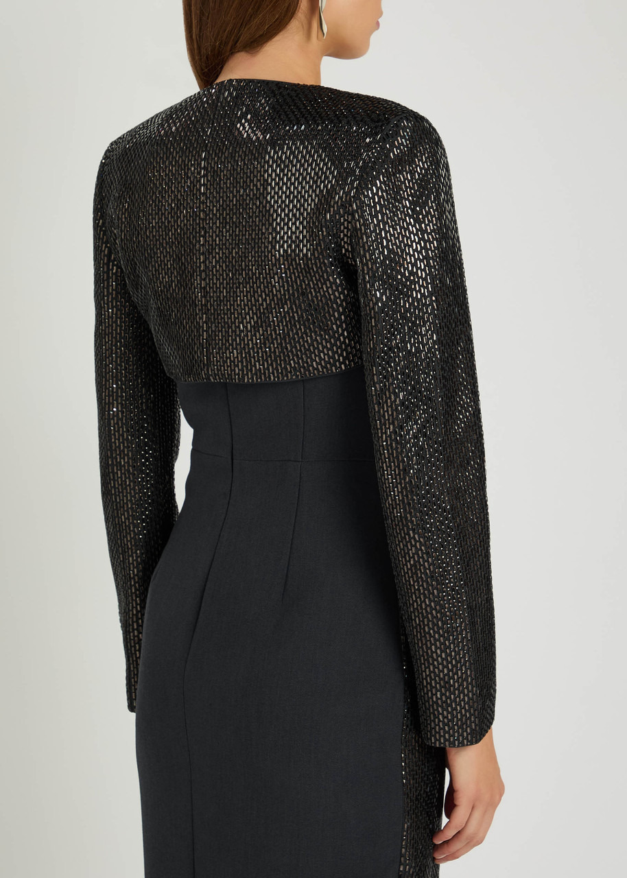Roland Mouret Crystal-embellished Crepe Cropped Jacket - 3