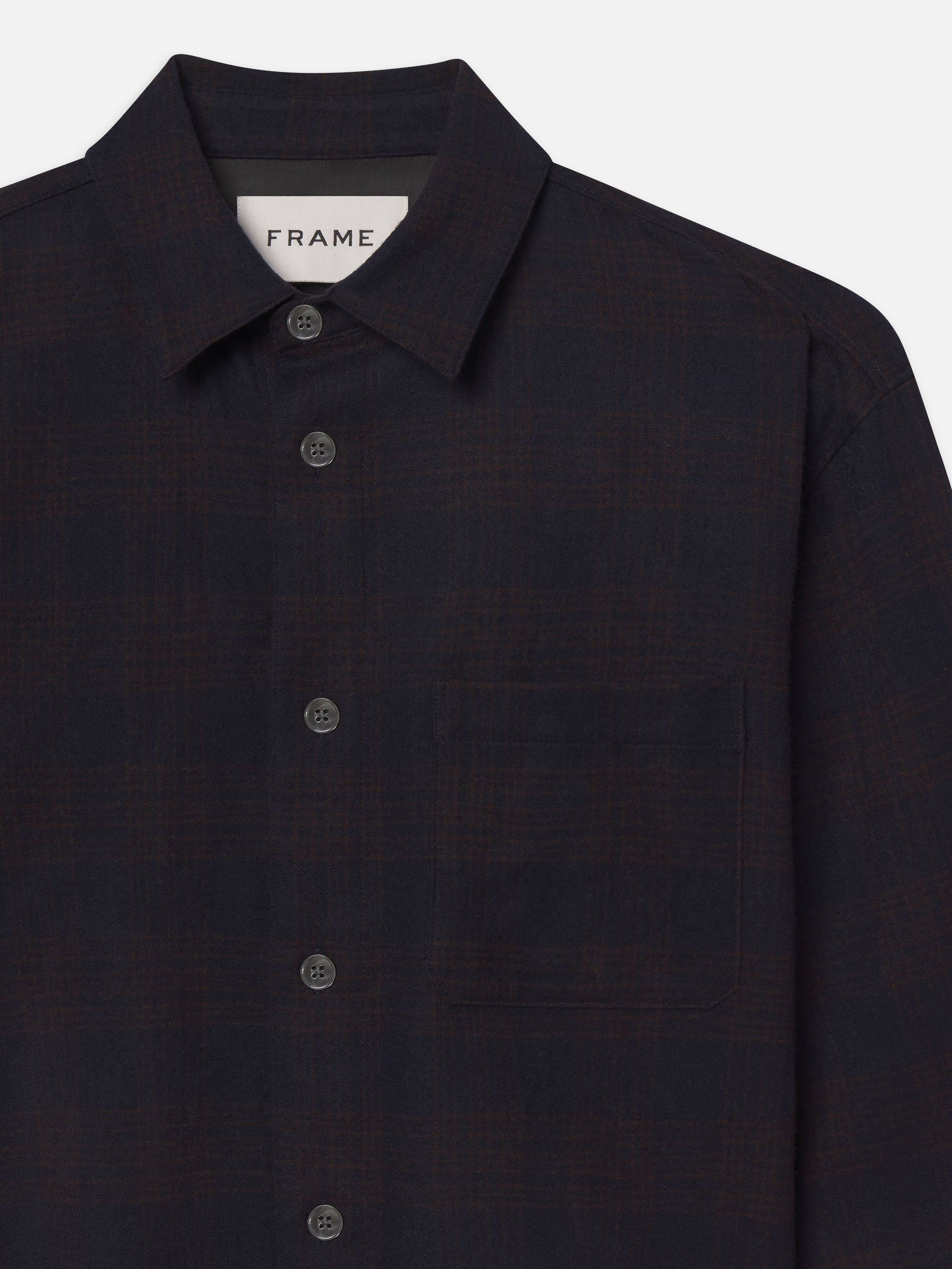Wool Blend Plaid Shirt in Navy Multi - 2