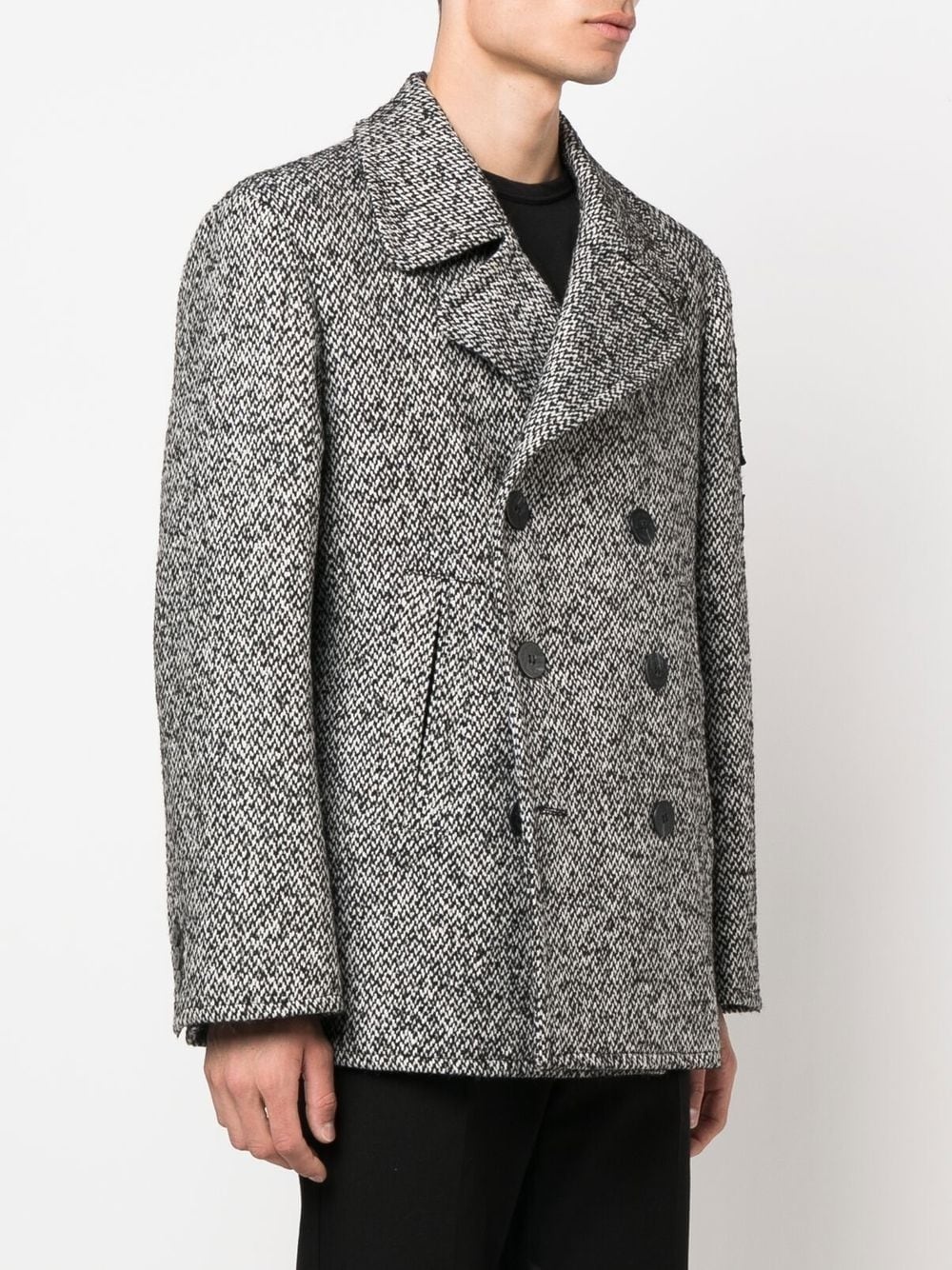 double-breasted tweed coat - 3