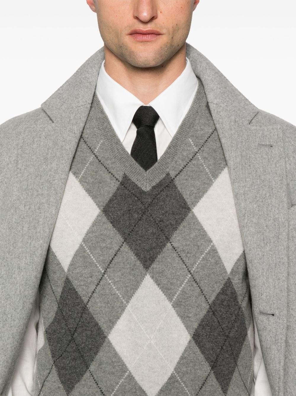argyle-knit V-neck vest - 5