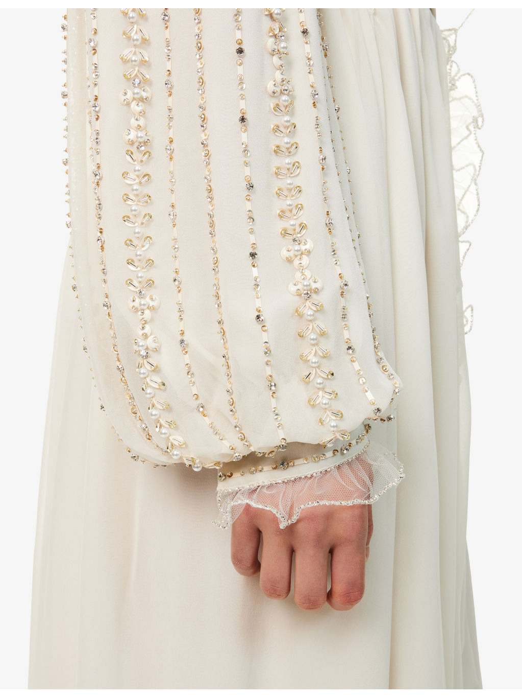 Embroidered Long-Sleeve Silk Gown - 6