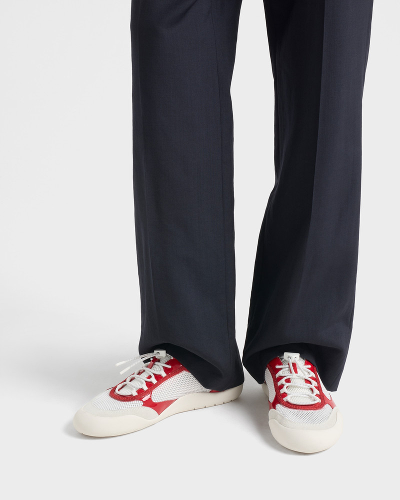 Prada Speedrock patent leather and mesh fabric sneakers outlook