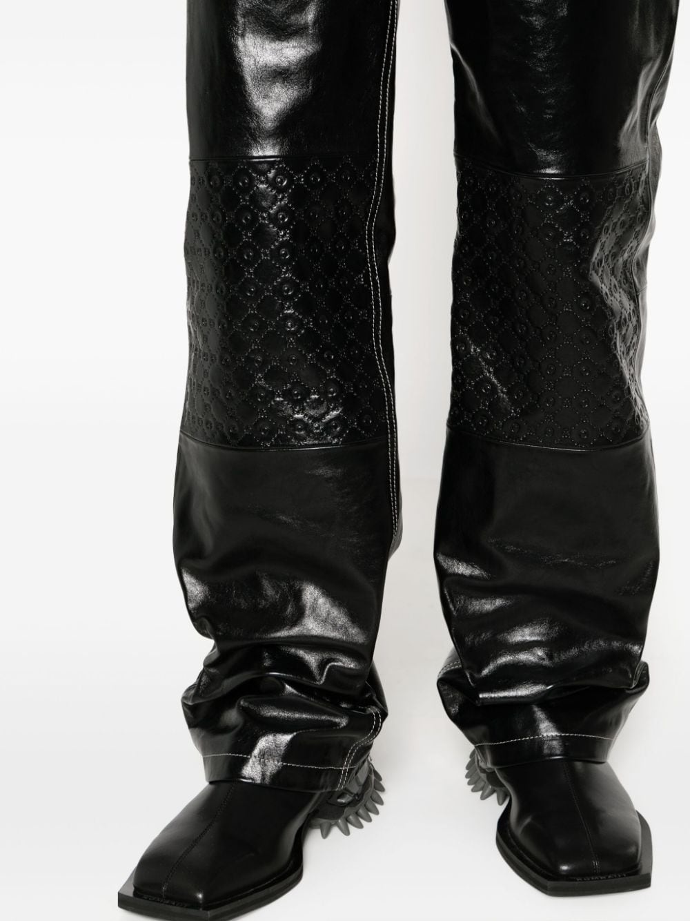 Moonogram leather trousers - 6