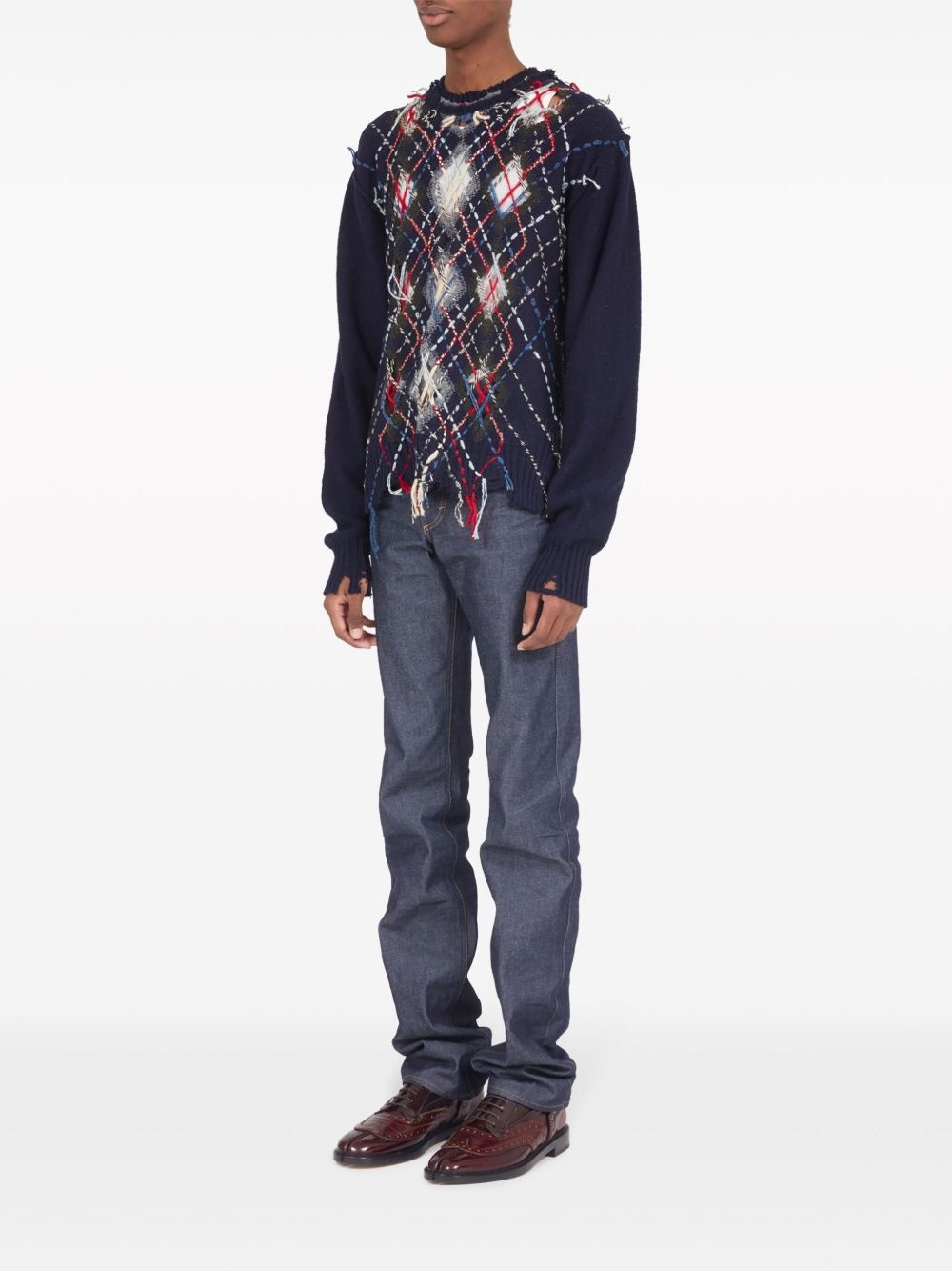 contrasting-stitch argyle-knit jumper - 6