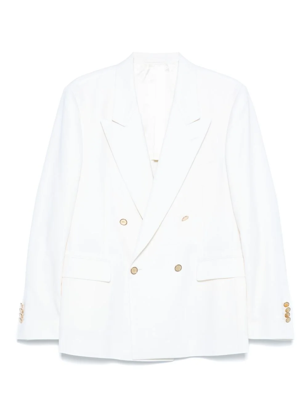 virgin wool-blend double-breasted blazer - 1