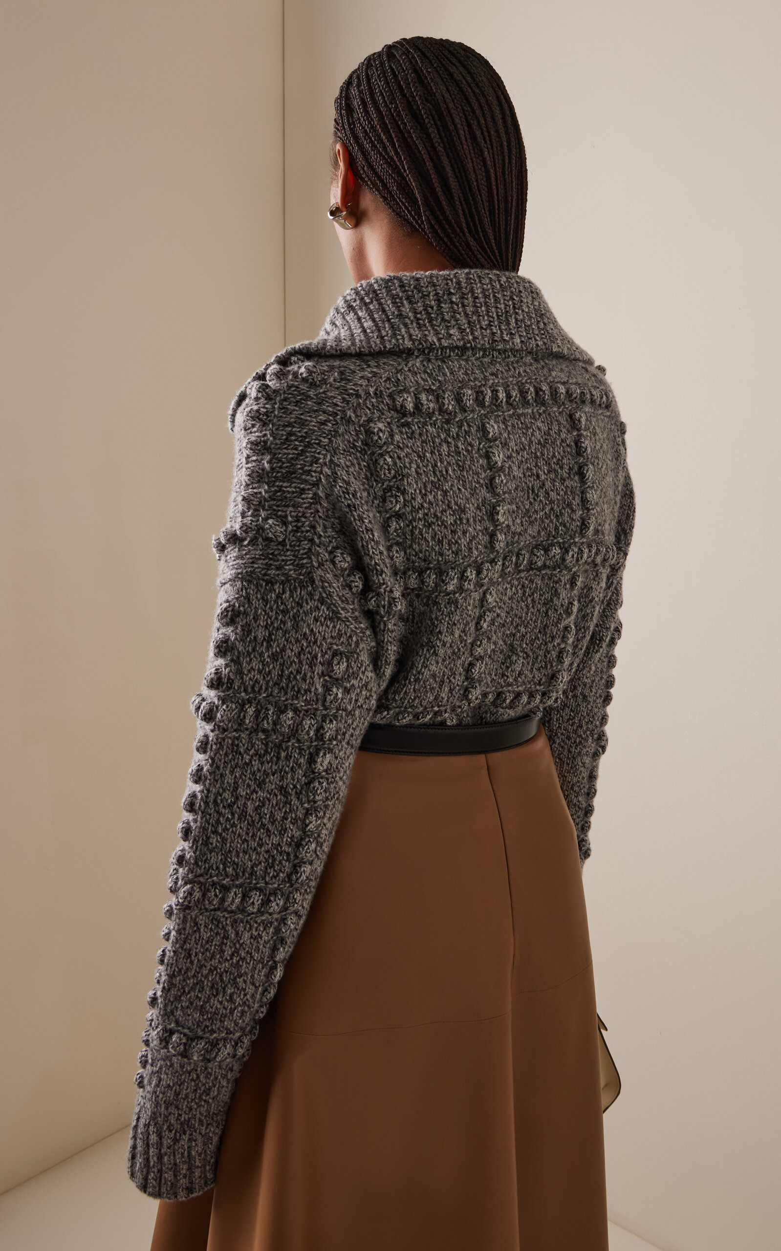 Mitch Textured Merino Wool Sweater grey - 4
