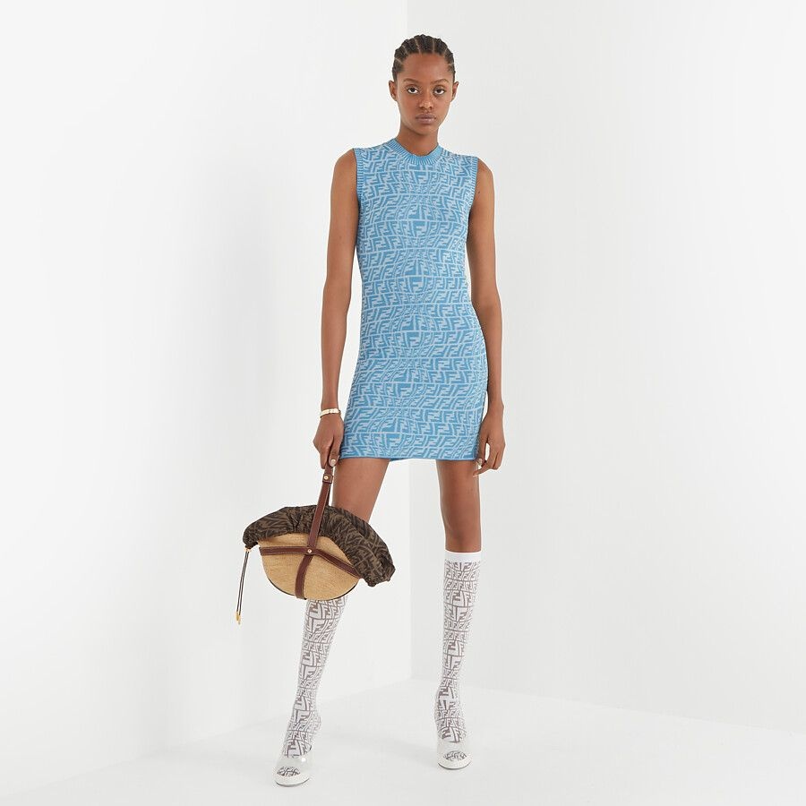 Light blue viscose dress - 4