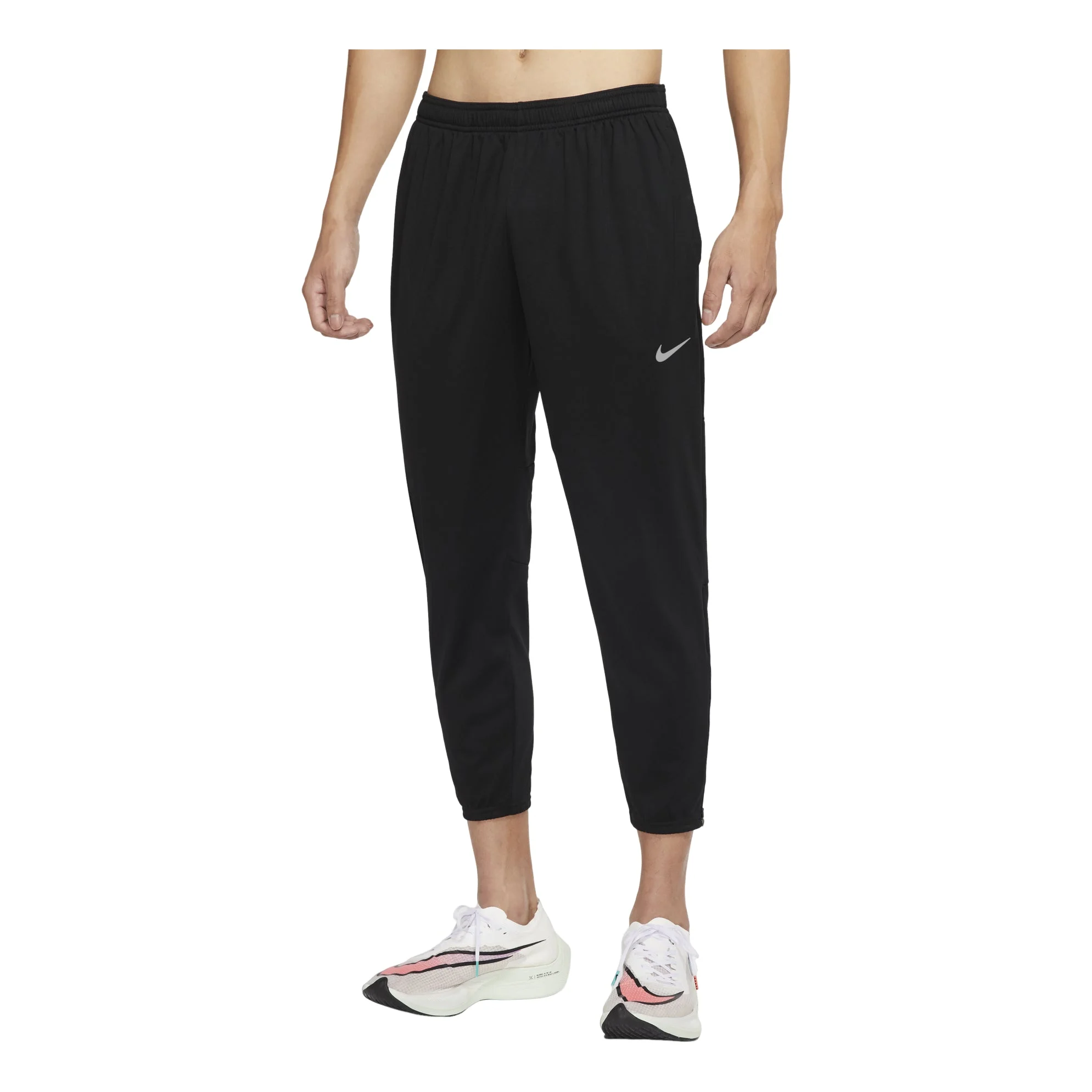 Men's Nike Logo Solid Color Elastic Waistband Drawstring Sports Pants/Trousers/Joggers Autumn Black - 1