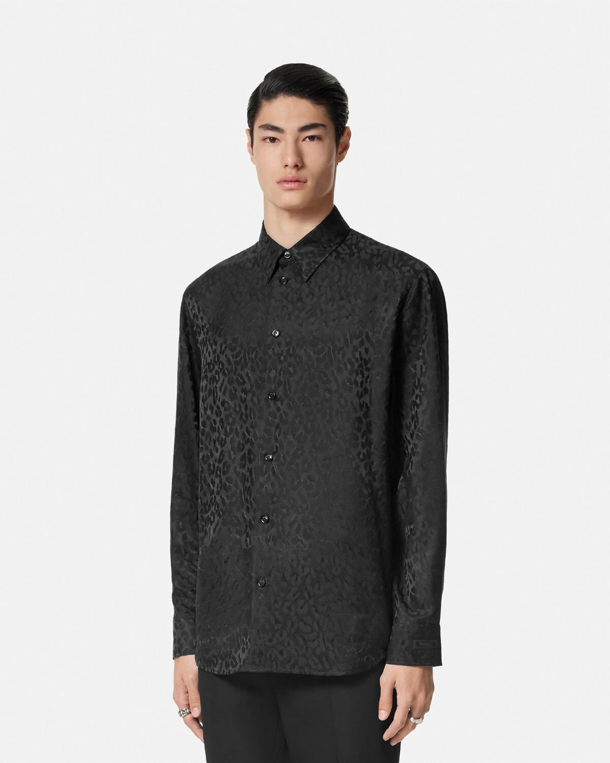 Leopard Jacquard Satin Shirt - 4