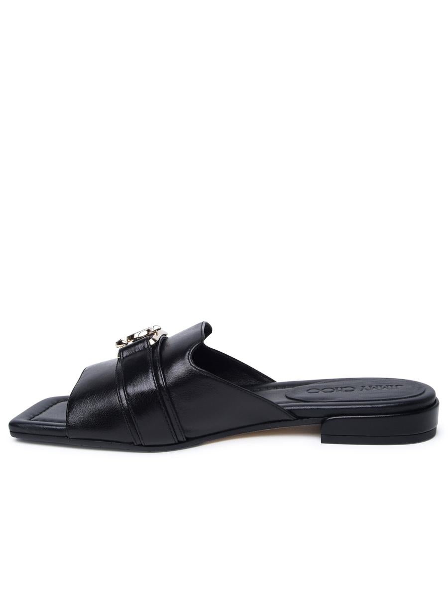 JIMMY CHOO BLACK LEATHER SLIPPERS - 3