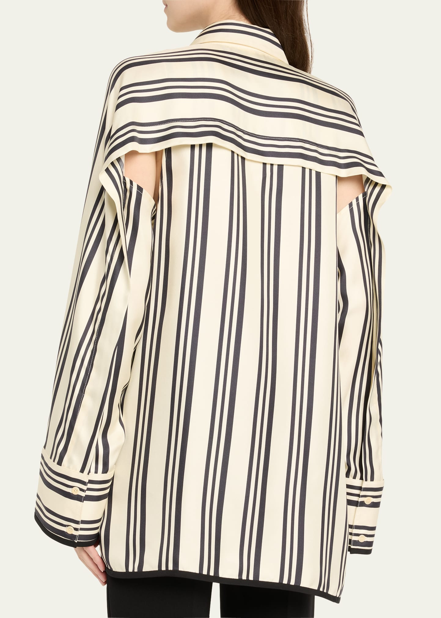 Vivi Stripe Button Down Silk Blouse - 3