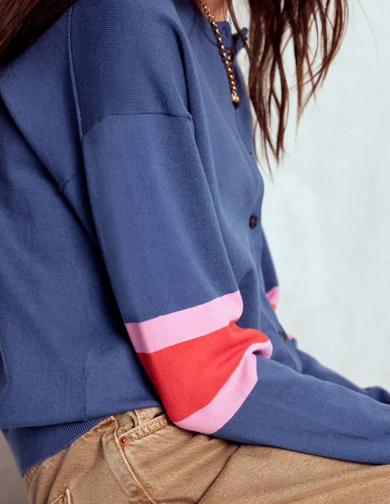 Lara Relaxed Cotton Cardigan-Denim Blue 3