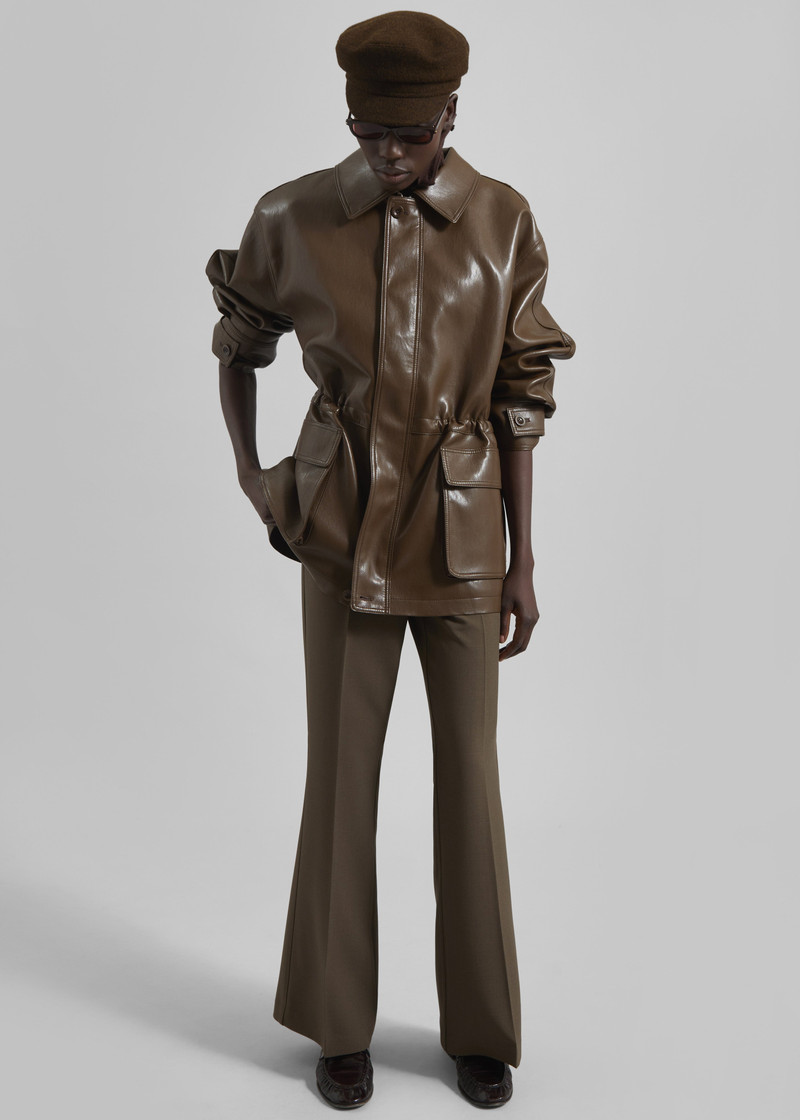 Cassel Faux Leather Jacket - Brown 3