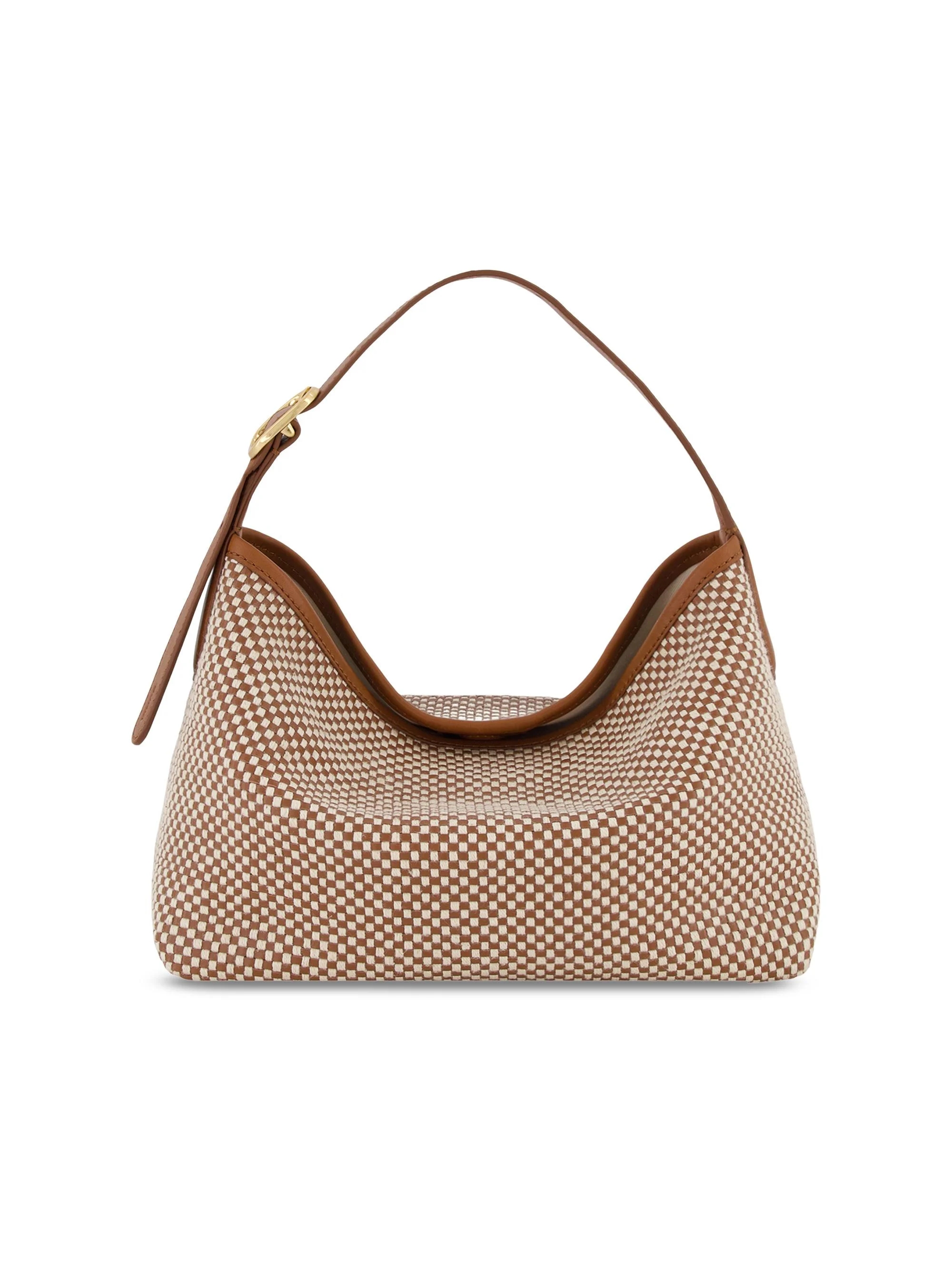 Women's Vivian Woven Leather Hobo Bag - Saddle Milk - 1