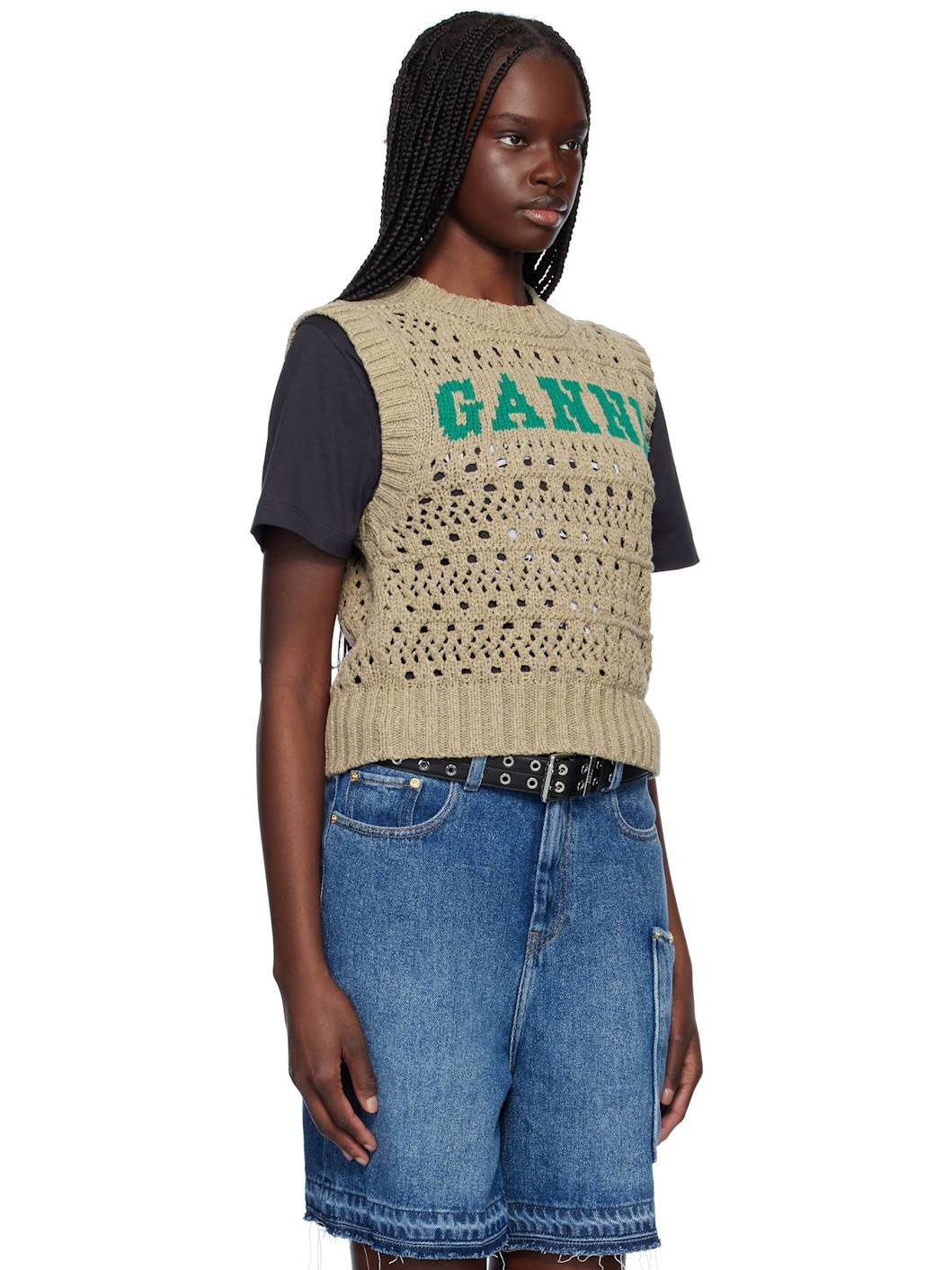 Taupe Cotton Mix Vest - 2