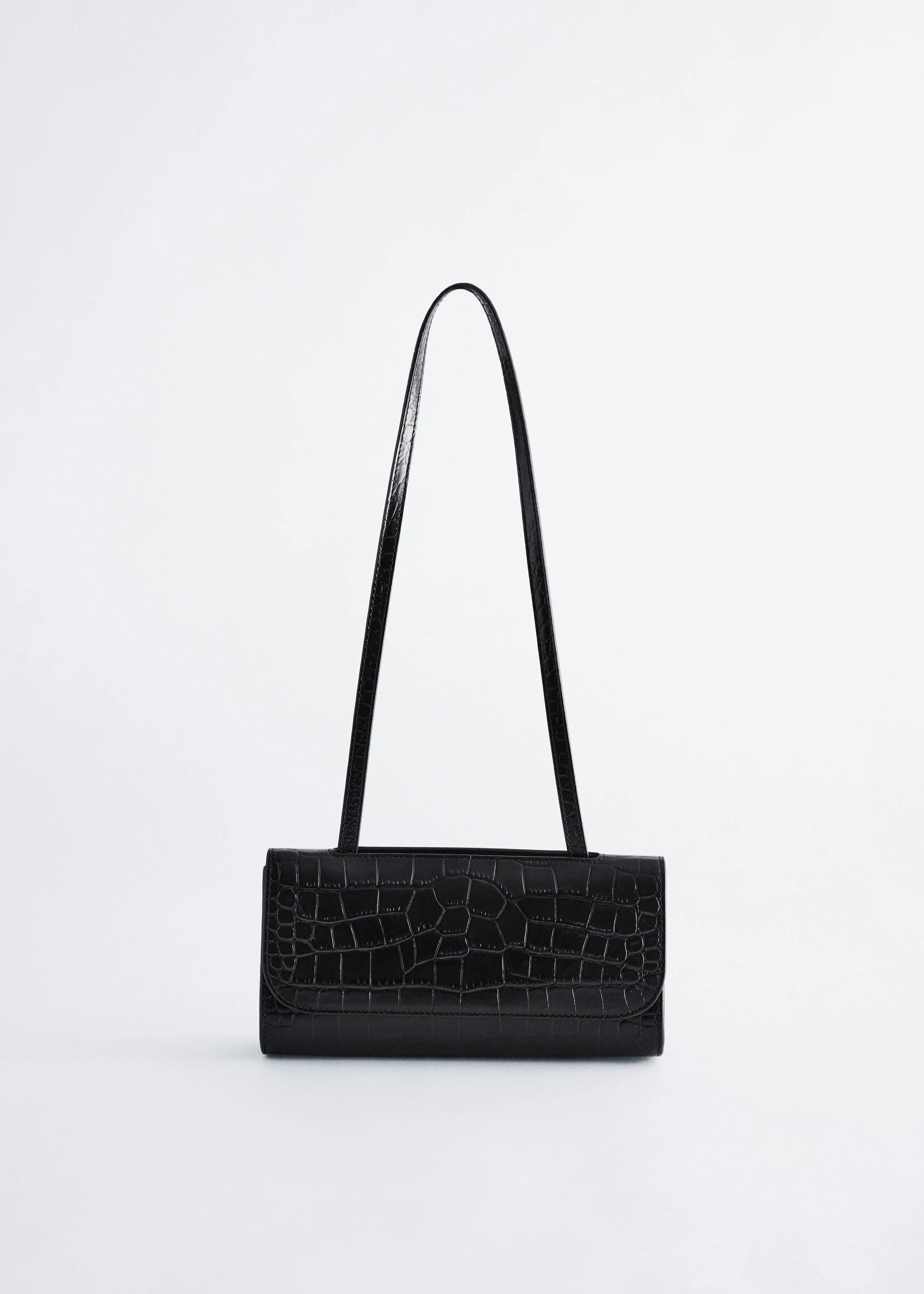 Croc-Effect Leather Shoulder Bag - 1