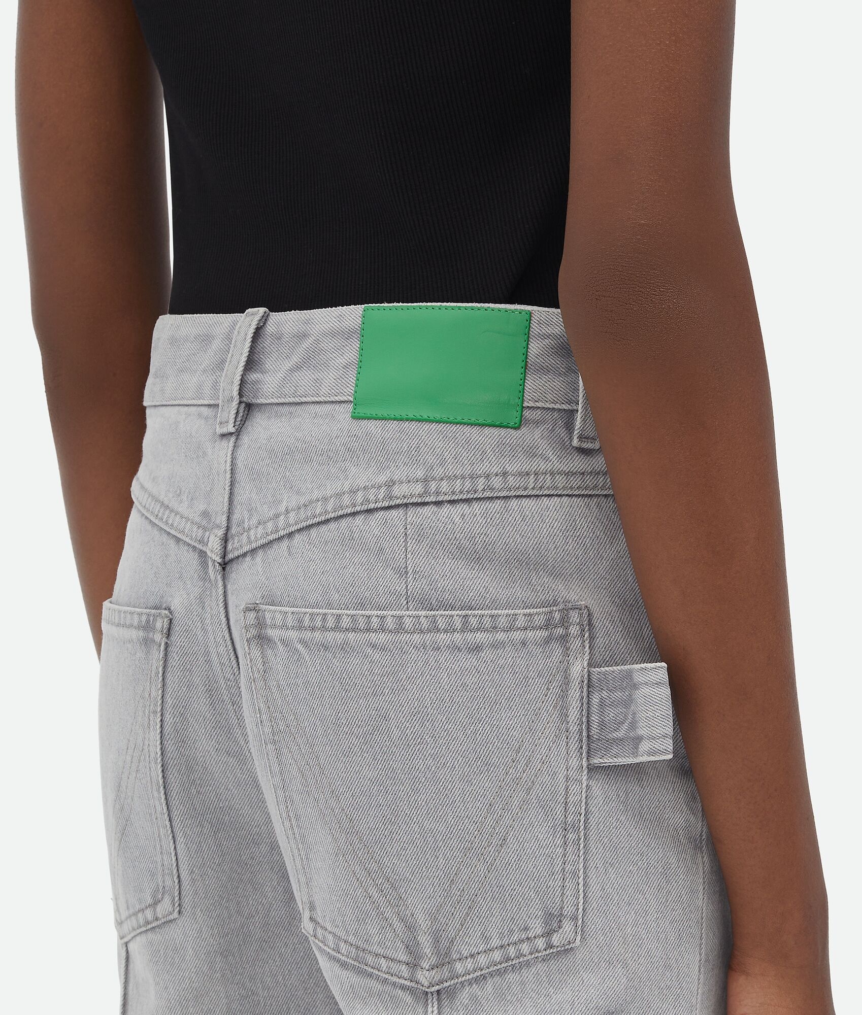 Light Grey Washed Flared Denim - 4