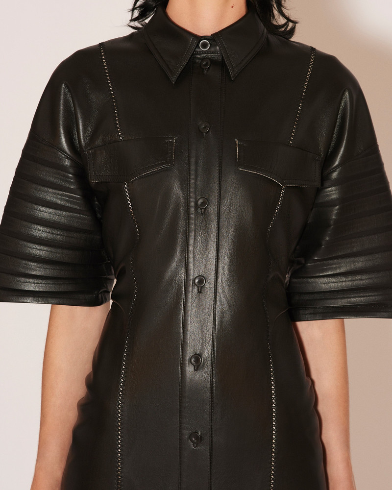 TAISSA - Vegan leather corrugated effect dress - Black 5