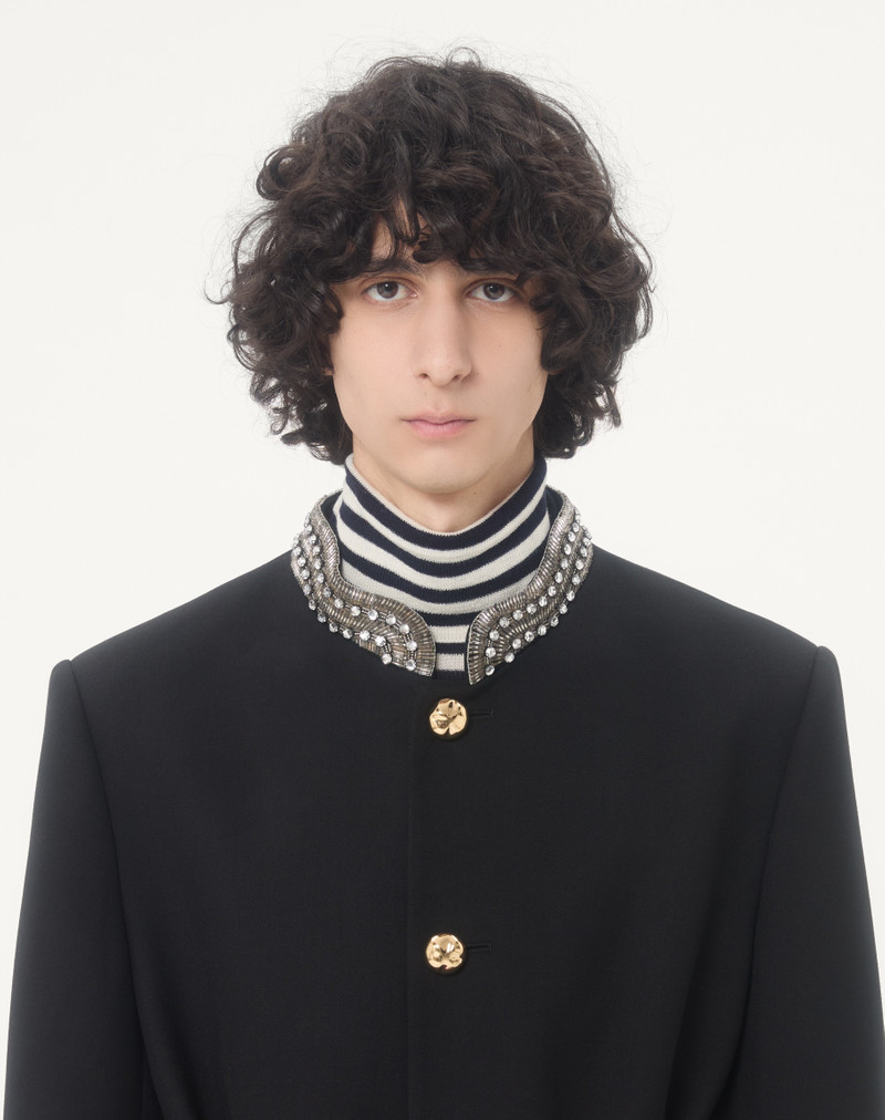 VALENTINO EMBROIDERED JACKET WITH BELT IN WOOL GABARDINE WITH VGOLD 3