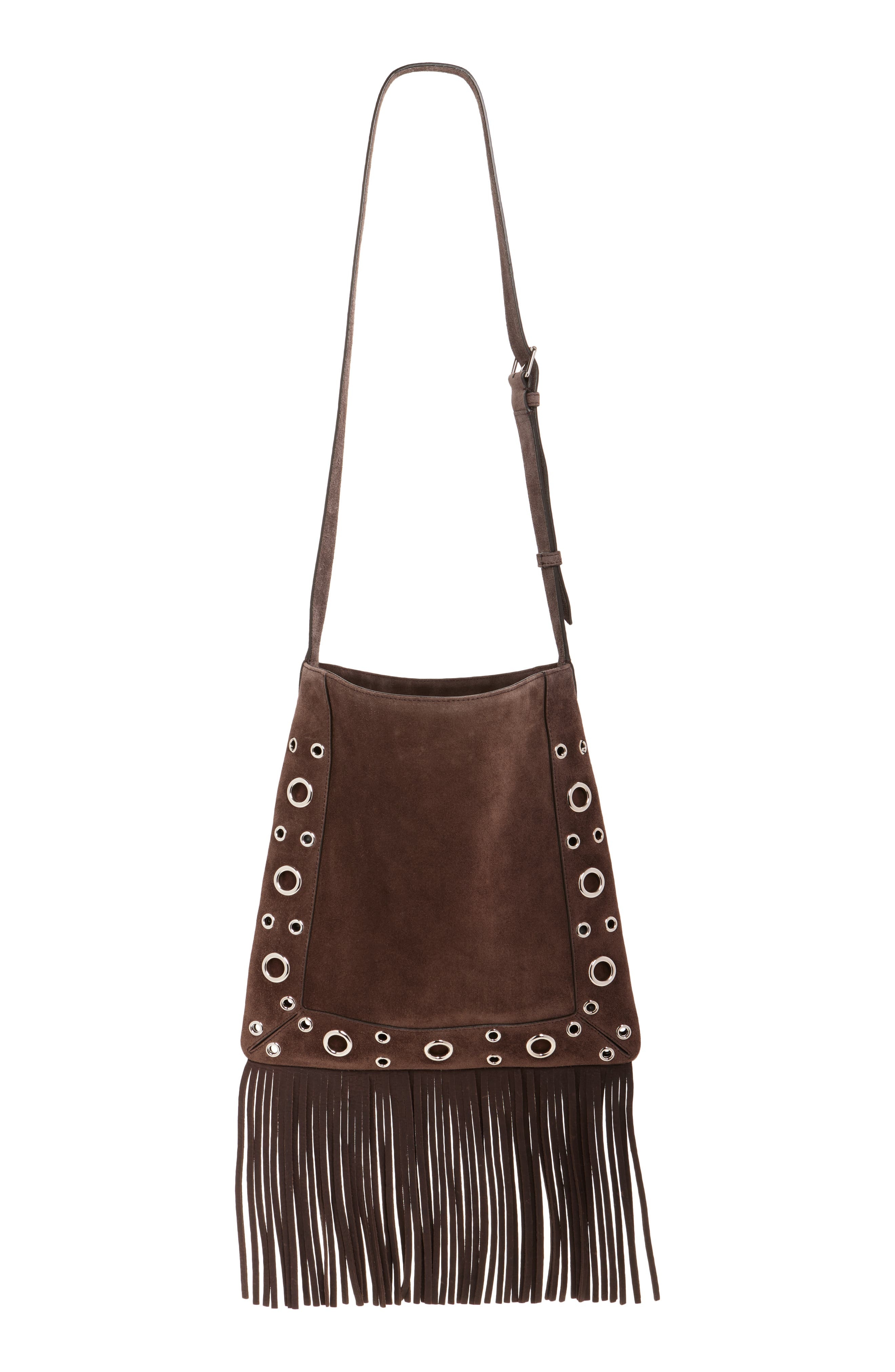 Valentino Garavani Small Nellcôte Fringe Stud Embroidered Crossbody Bag in Brown/Black at Nordstrom - 5