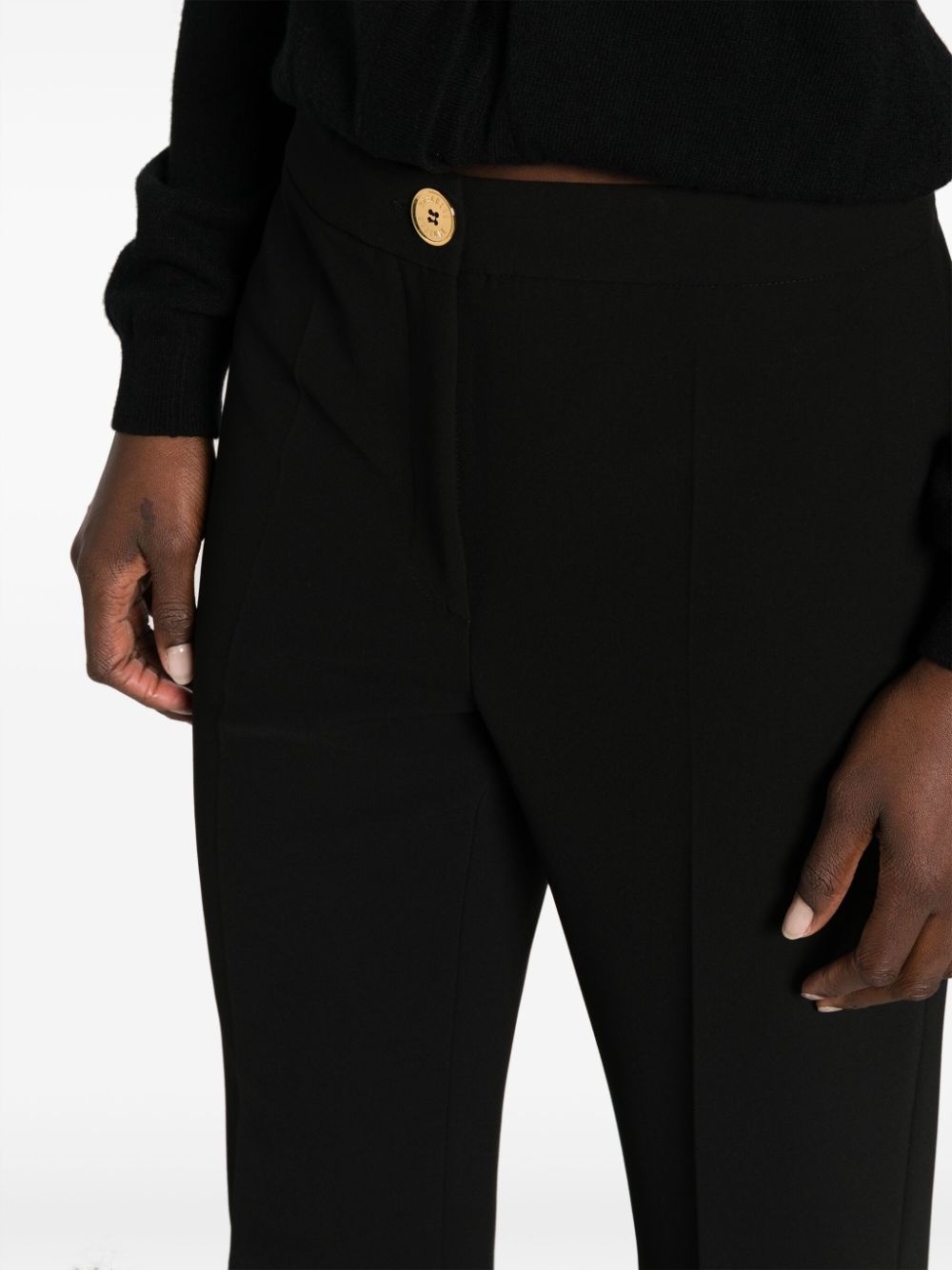 pressed-crease button-fastening tailored trousers - 5