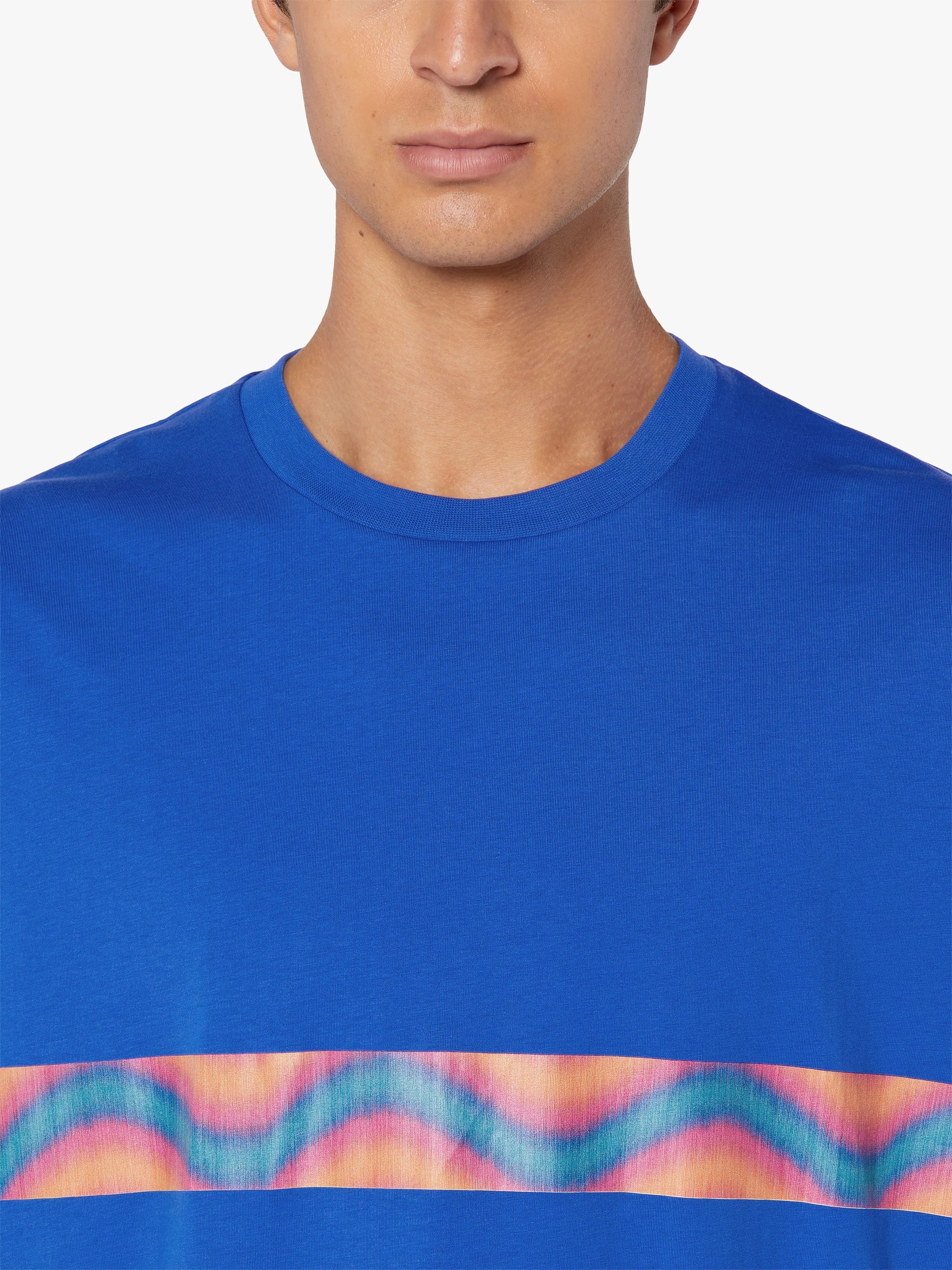 WAVE BLUE COTTON DROP SHOULDER T-SHIRT | GJM-218 - 5