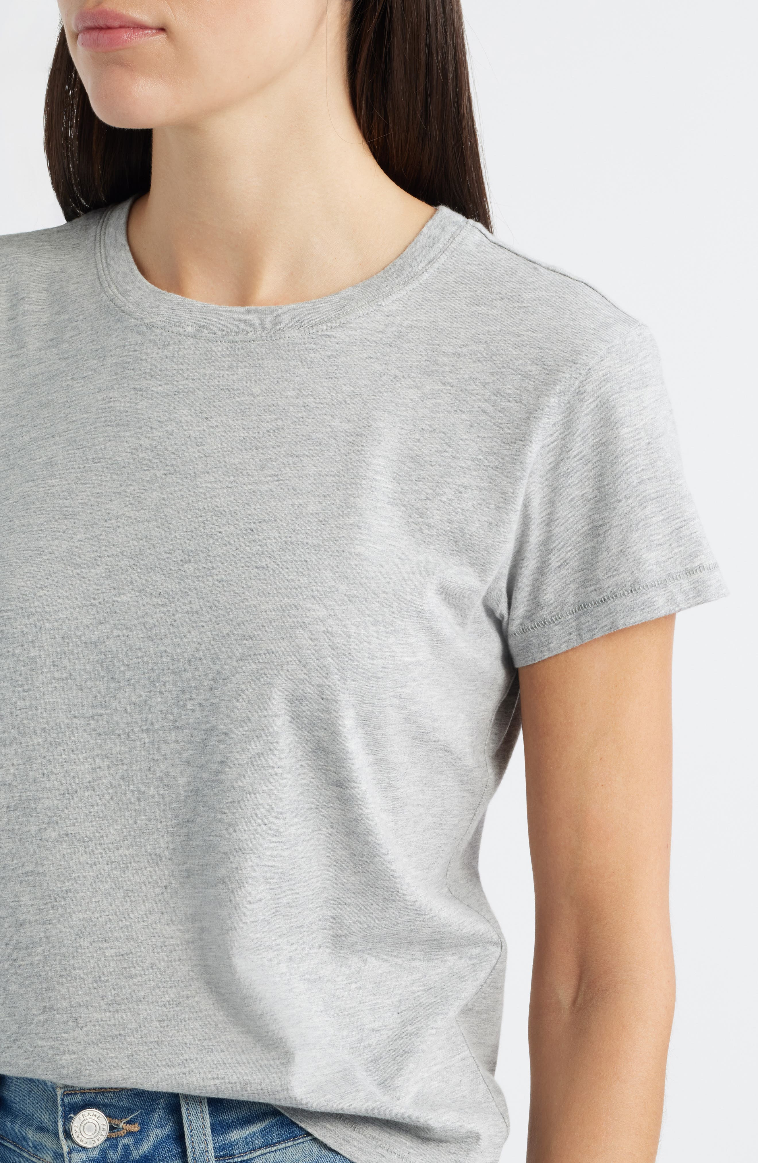 FRAME The Supima® Cotton Baby Tee in Heather Grey at Nordstrom - 4