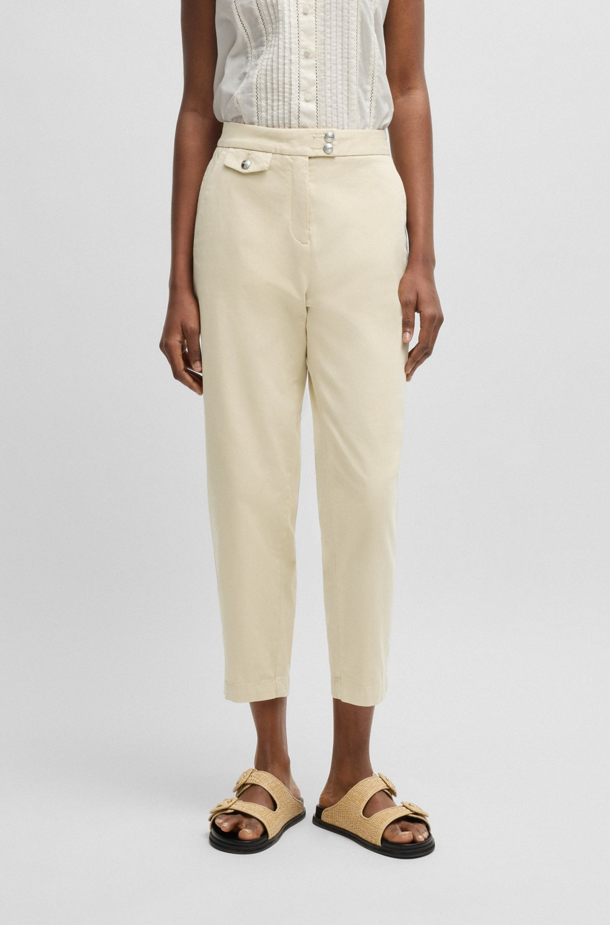 CASUAL CHINOS IN STRETCH-COTTON SATIN - 2
