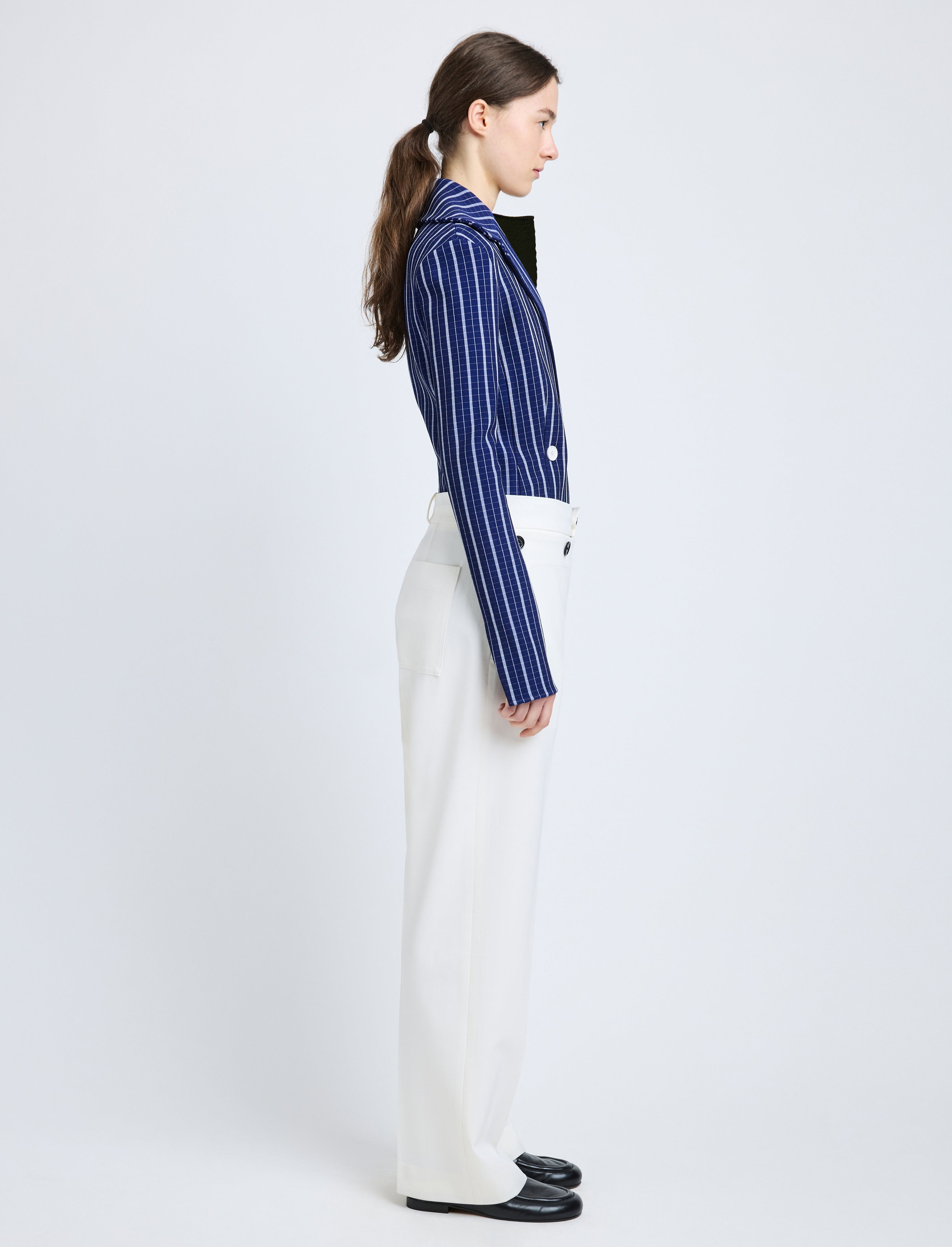 Marine Jacket in Plaid Bi-Stretch Viscose - 4