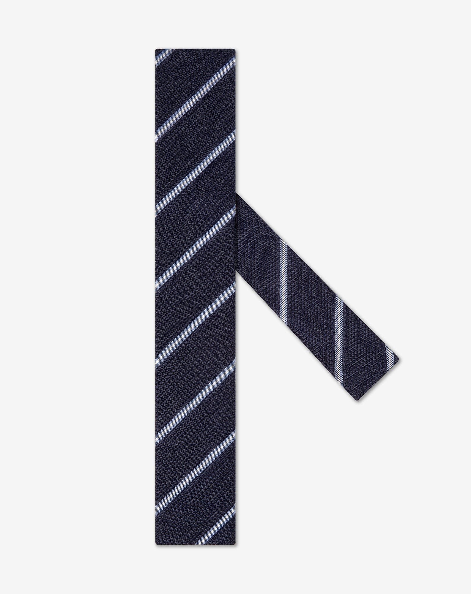 Regimental blue brushed silk tie - 1