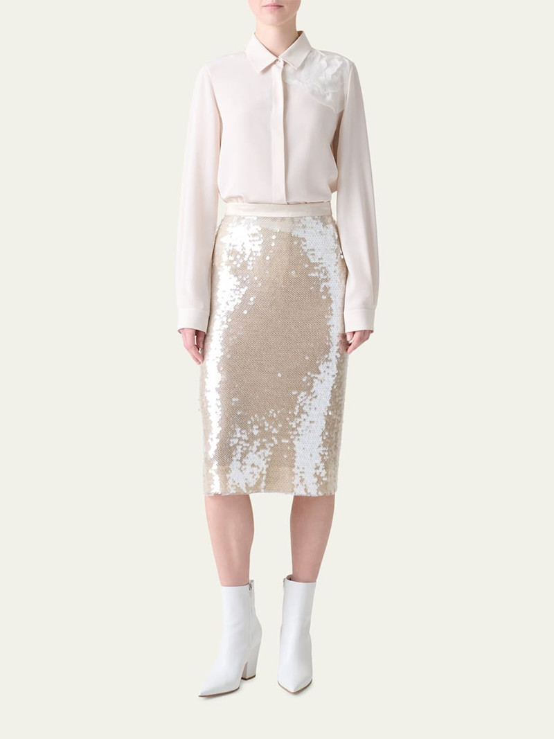 AKRIS 3D Organza Anemone Swarovski Silk Crepe Blouse outlook