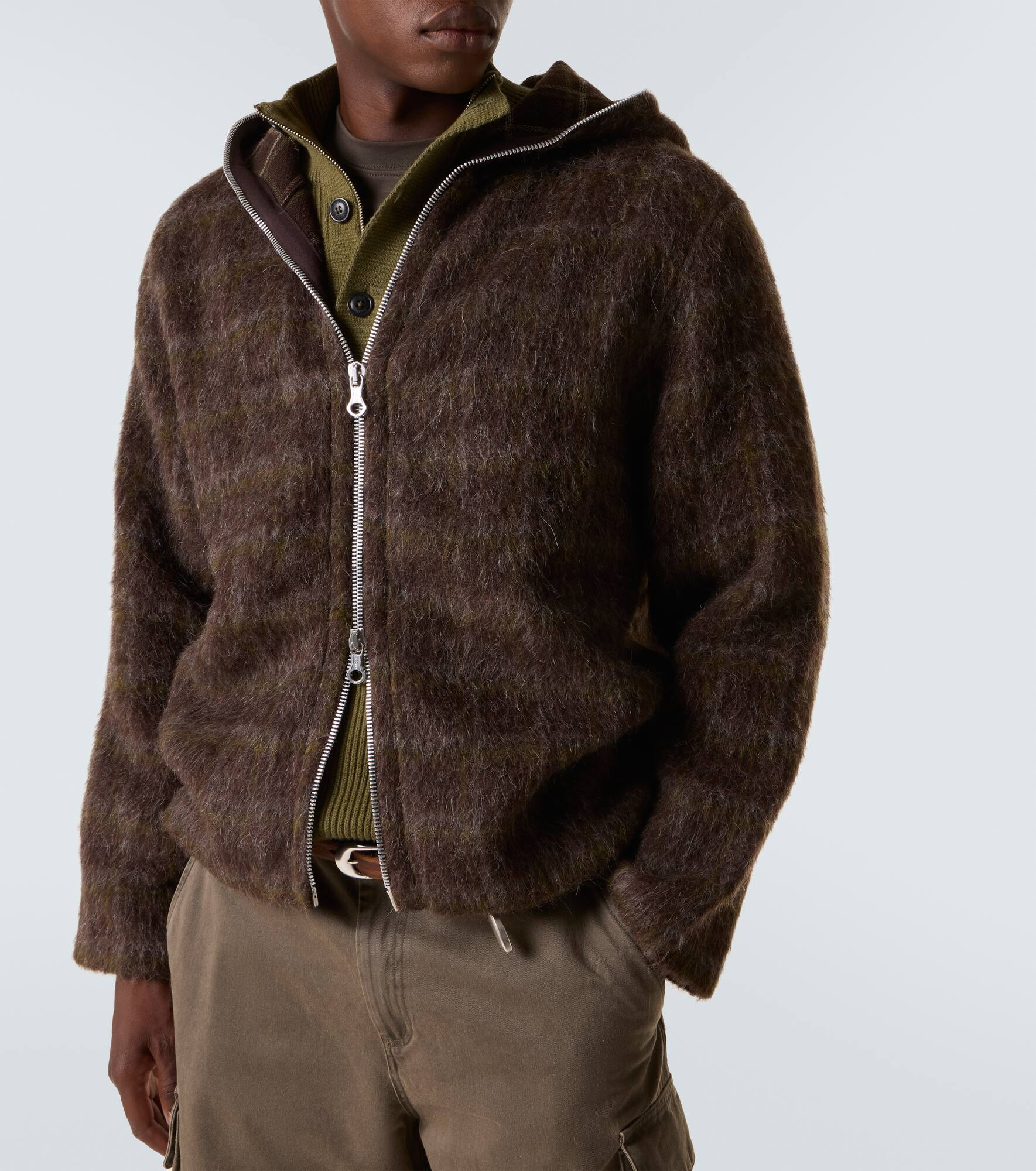 Checked zip-up hoodie - 5