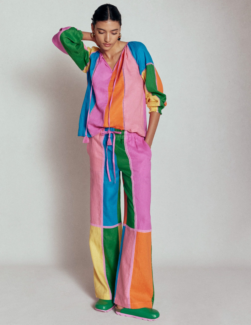 Islington Linen Pants-Multi Colourblock 7