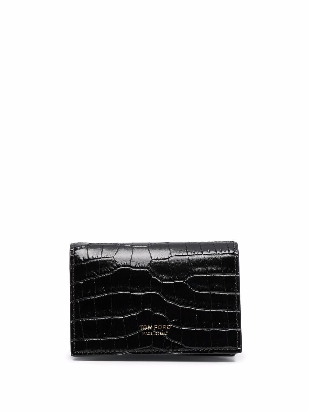 crocodile-effect leather wallet - 1