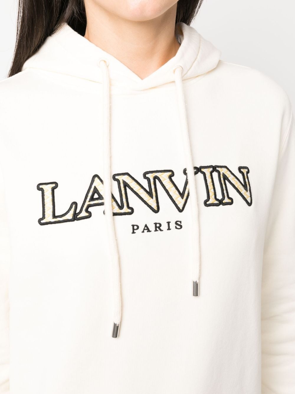embroidered-logo cotton hoodie - 5