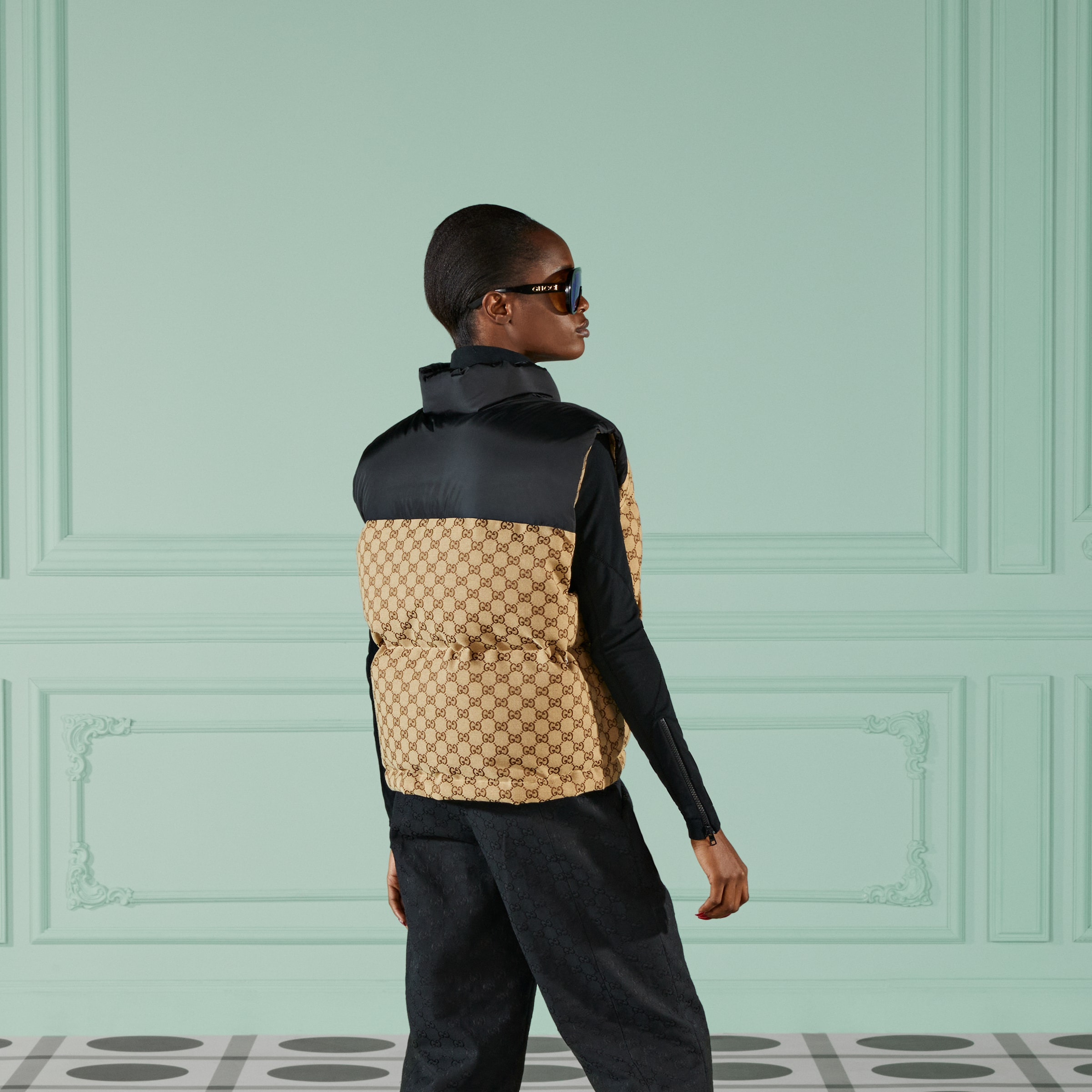 GG cotton canvas puffer vest - 6