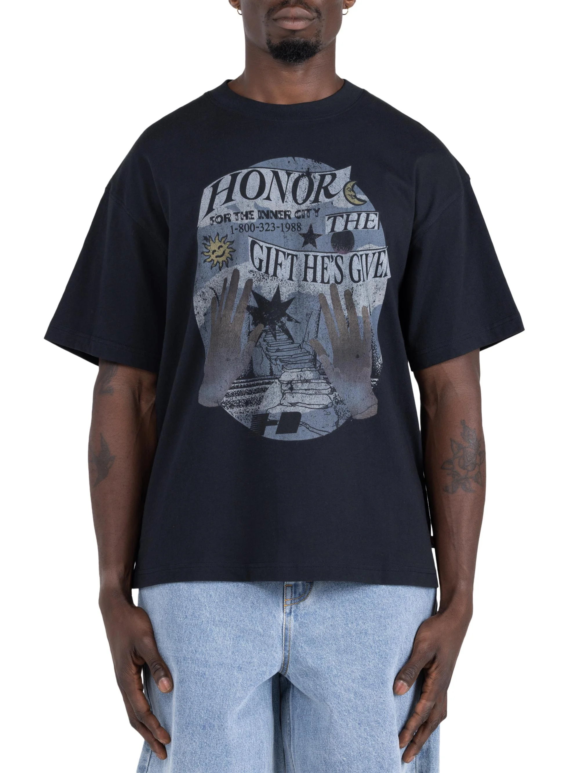 Men's Gift He's Given Graphic Cotton T-Shirt - Black - 1