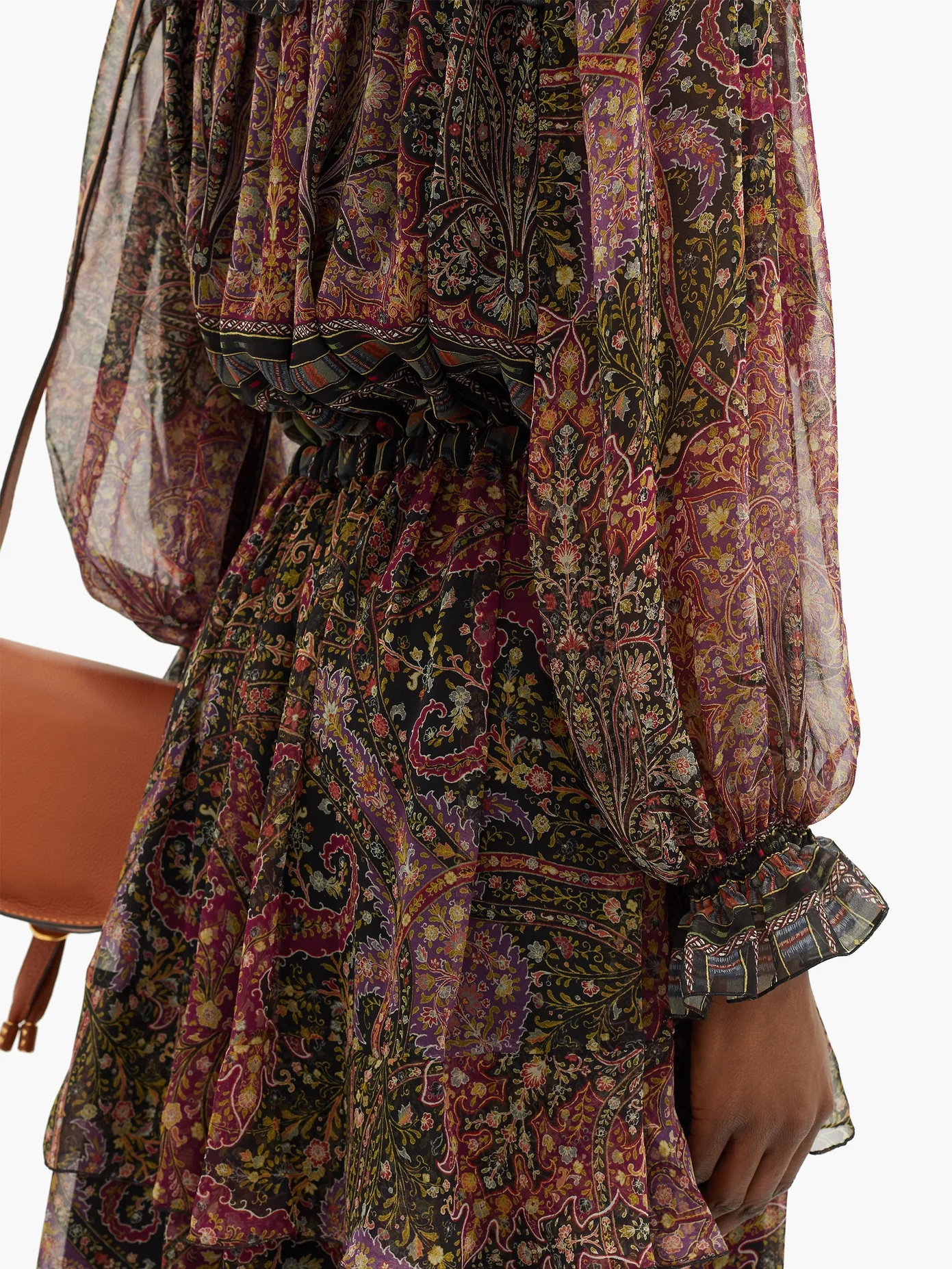 Paisley-print silk-georgette longline dress - 3