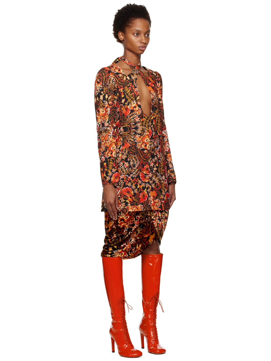 Orange Cutout Minidress - 2