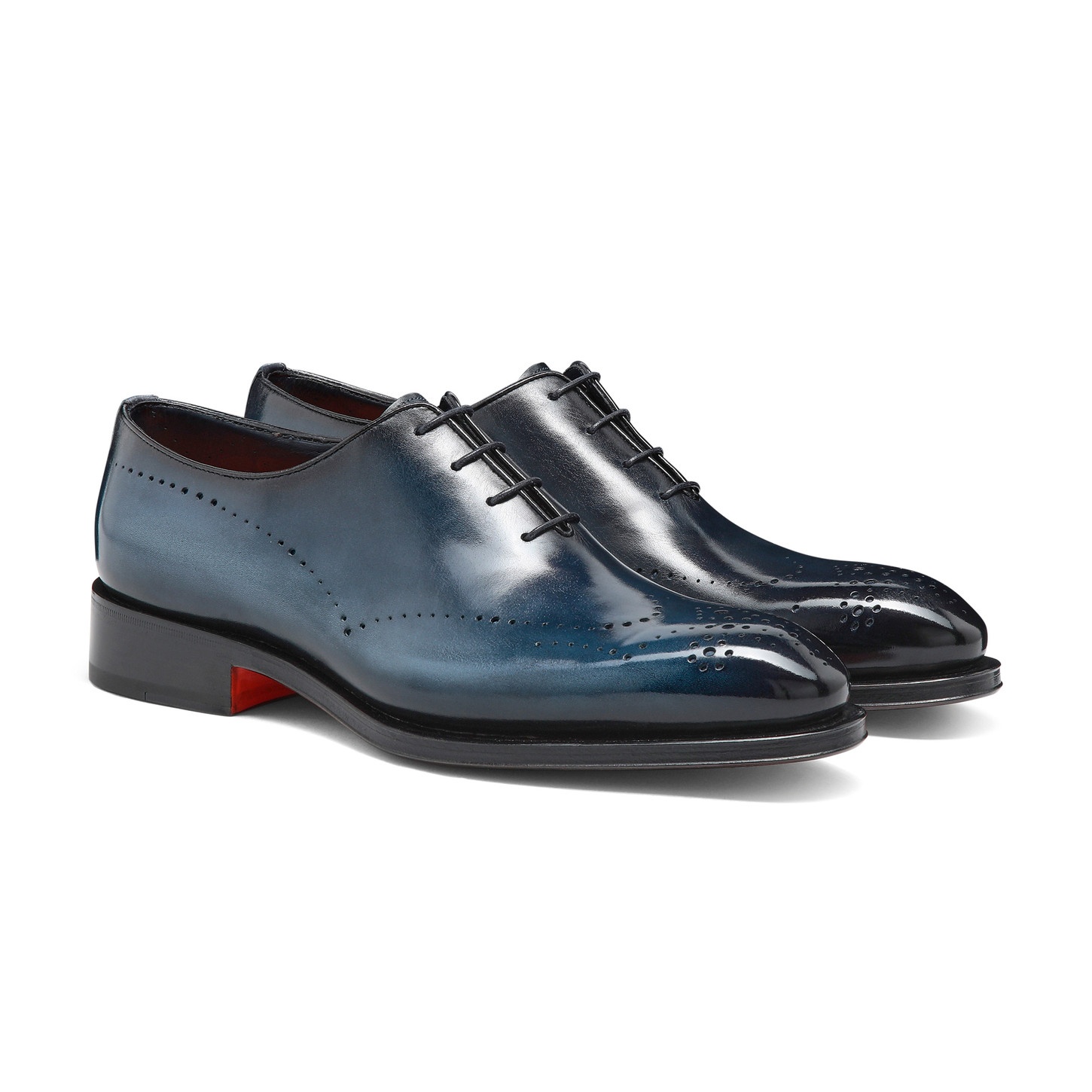 Men's blue leather Oxford brogue shoe - 2