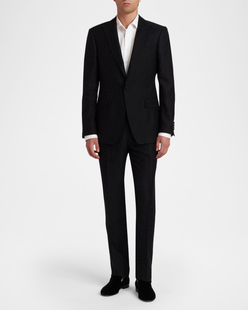 Etro Men's Leopard-Jacquard Slim Fit Trousers outlook