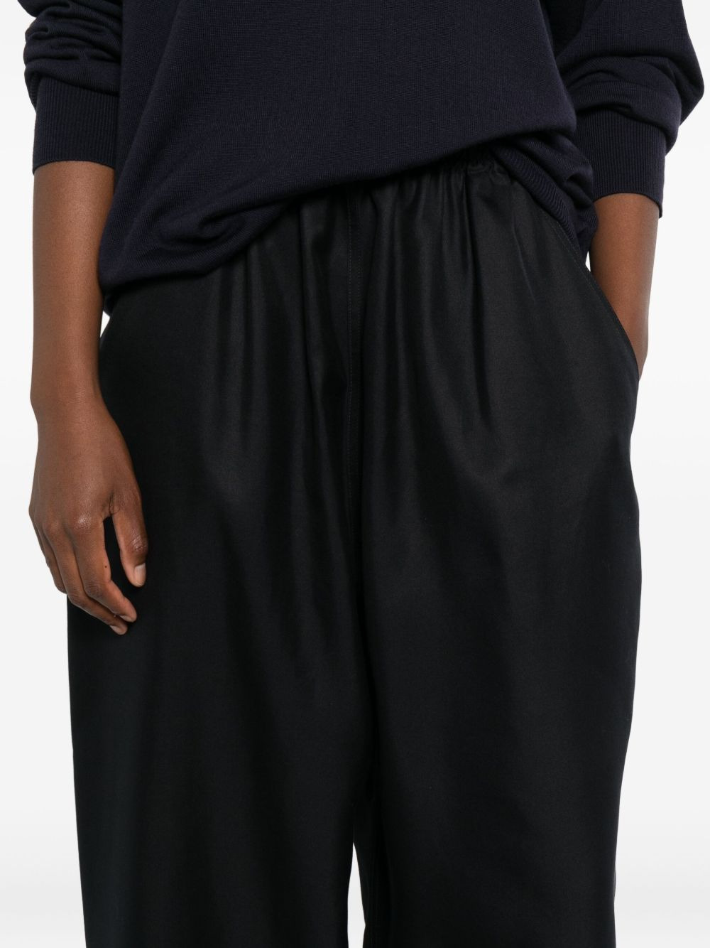 elastic-waist silk trousers - 5