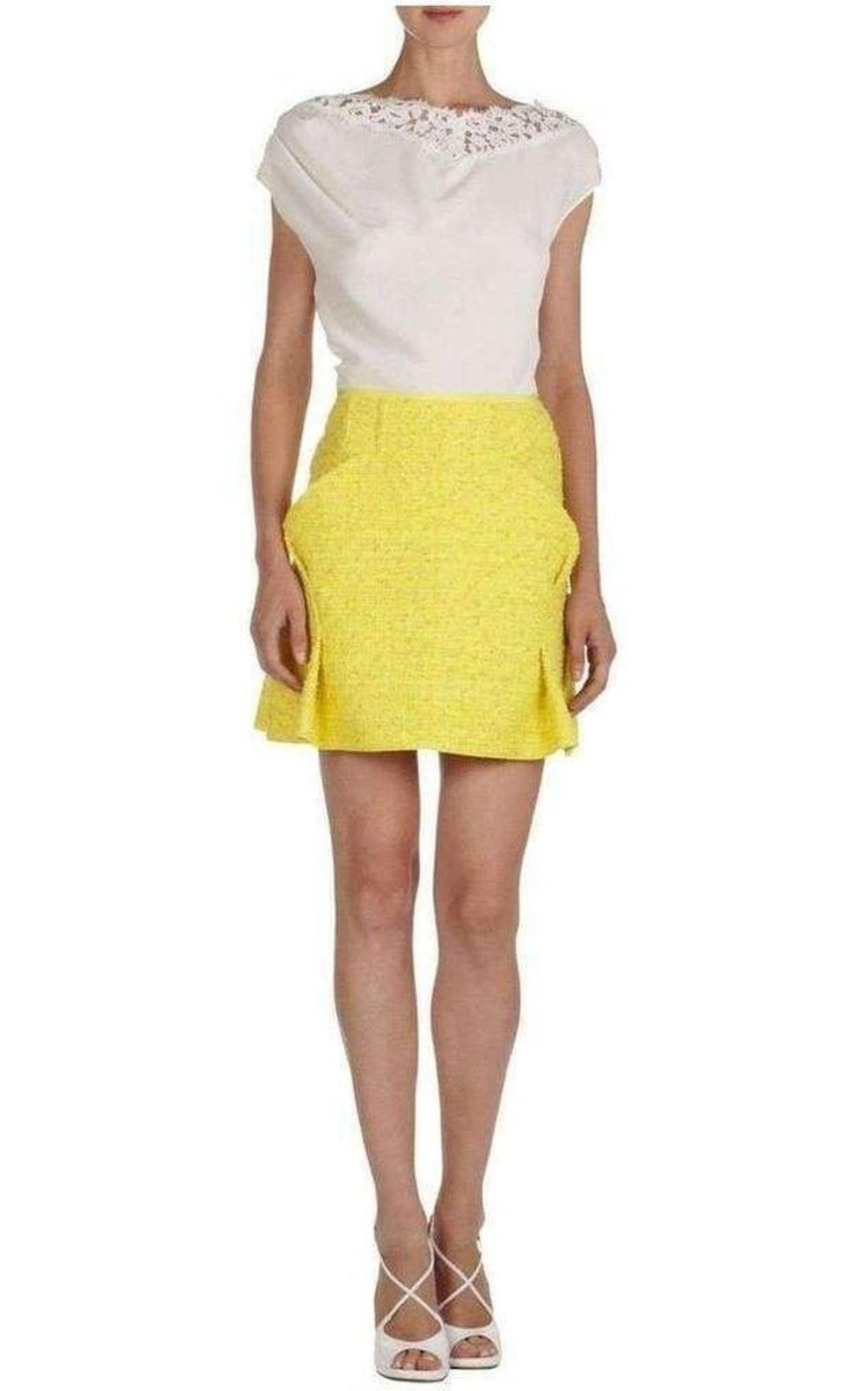 Yellow Tweet Mini Skirt - 4