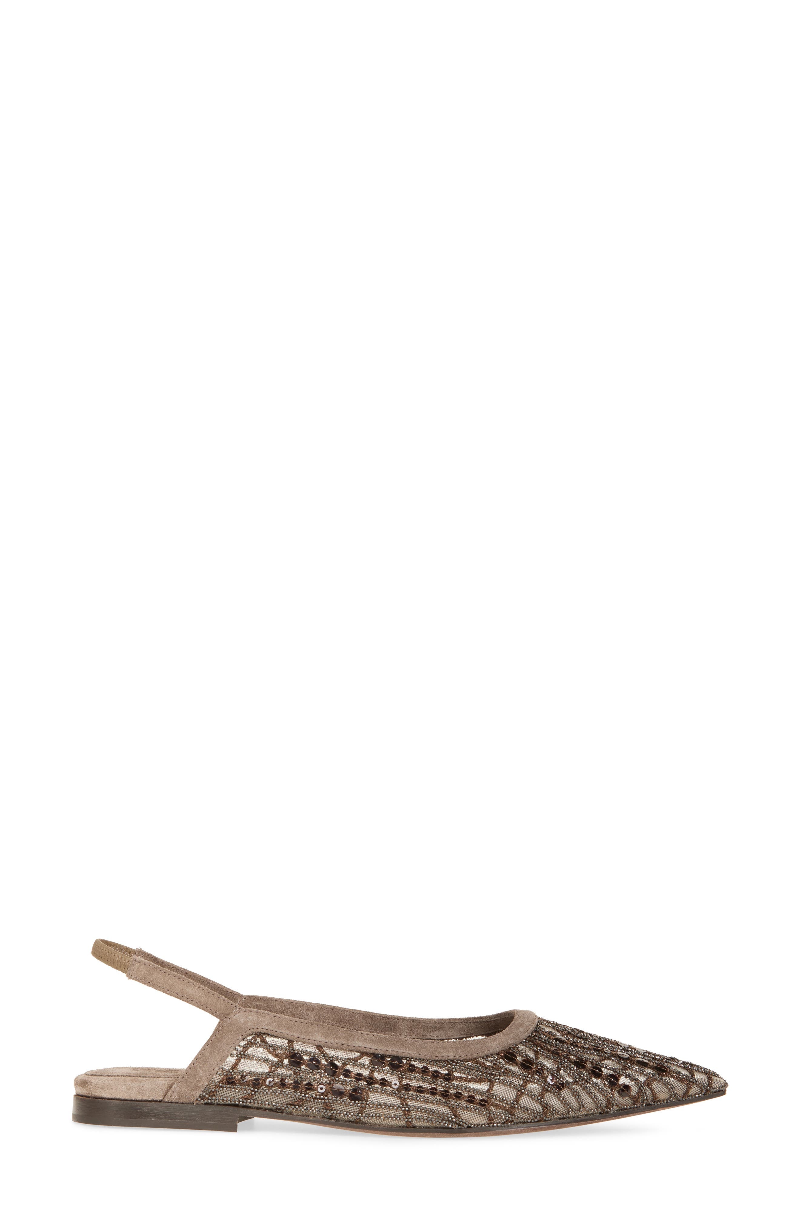 Brunello Cucinelli Monili Slingback Pointed Toe Flat in Chocolate at Nordstrom - 3