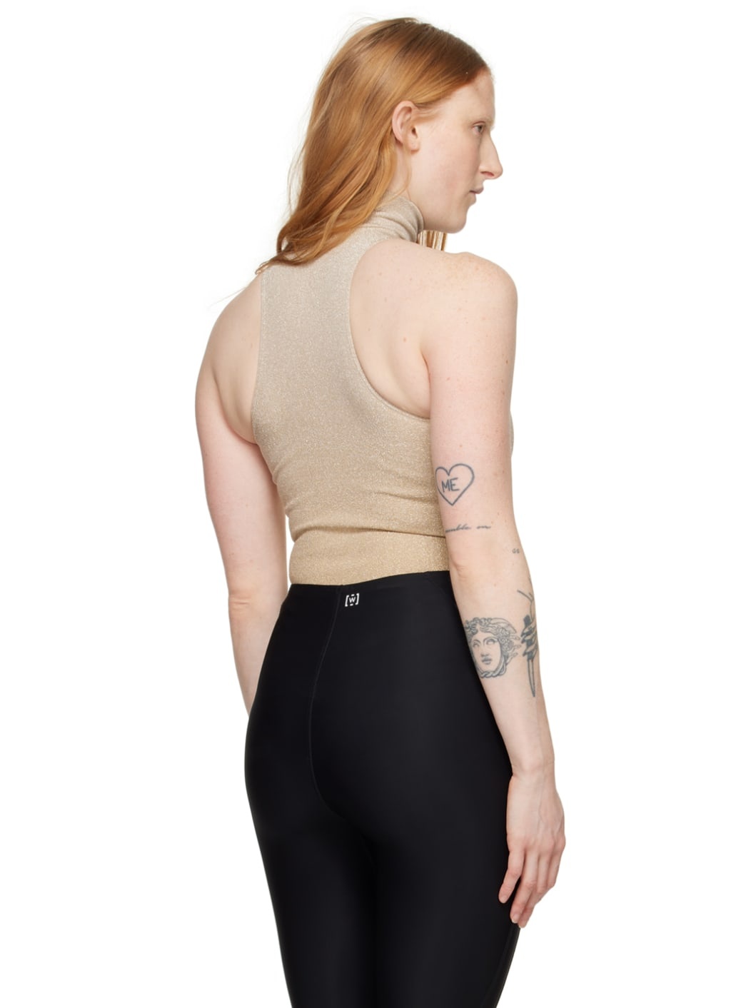 Beige Fading Shine Bodysuit - 3