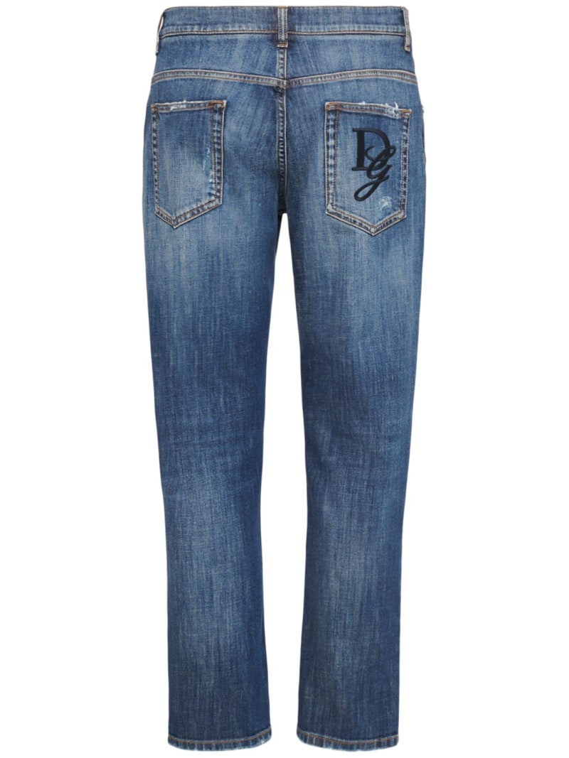 Five pocket logo embroidered jeans - 4